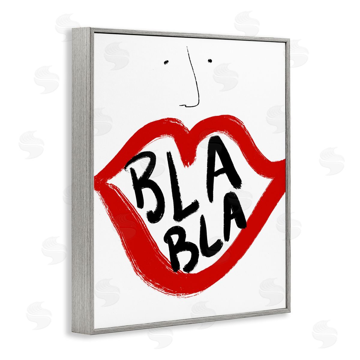 Bellassai Art Bla Bla Red Lips Gray Frame Giclee Wall Art Print