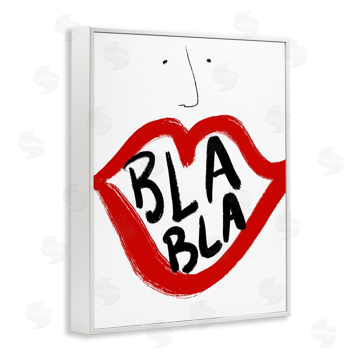 Bellassai Art Bla Bla Red Lips White Frame Giclee Wall Art Print
