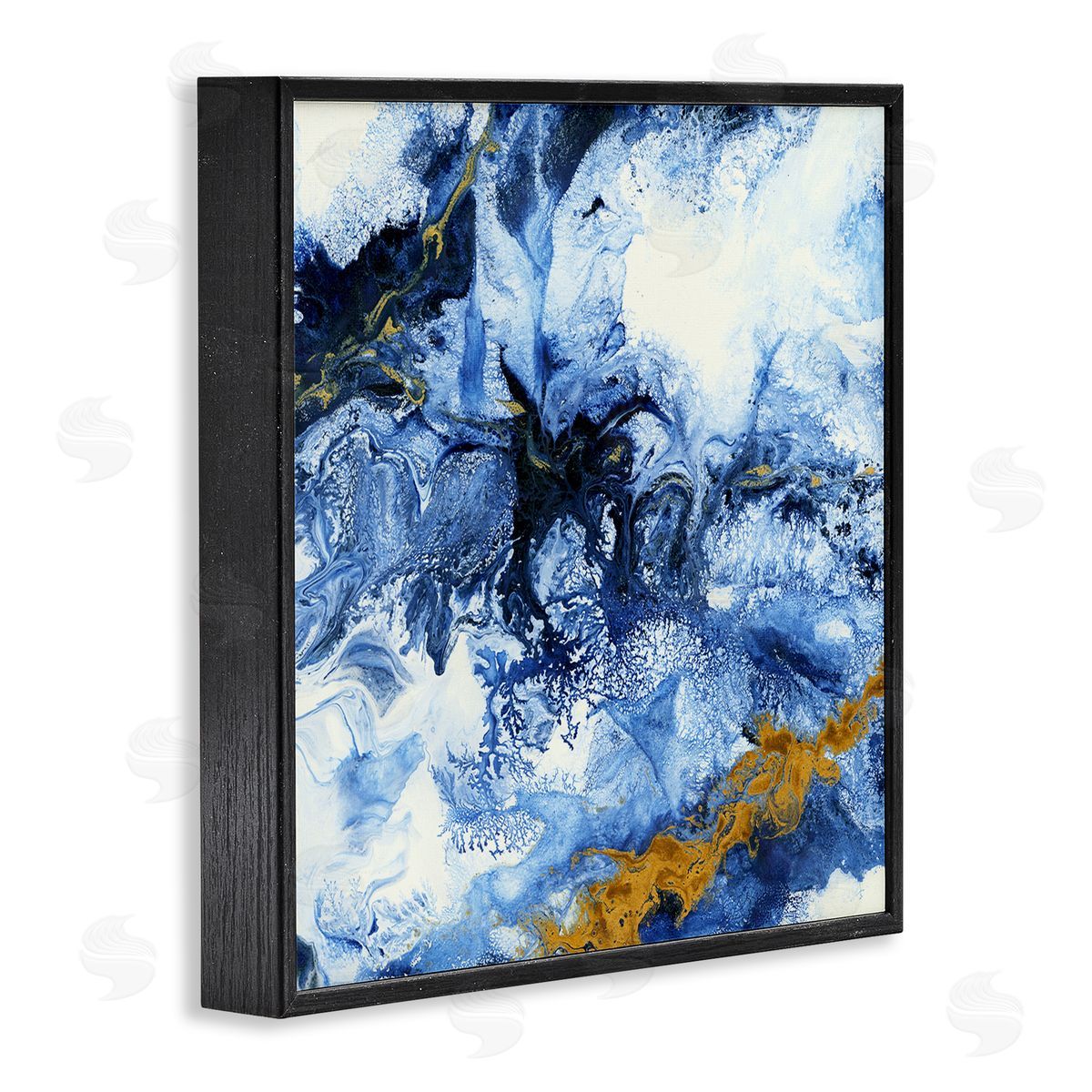 Liz Jardine Water Movement Abstraction Fluid Yellow Blue Design Black Framed Glicee Wall Art Print