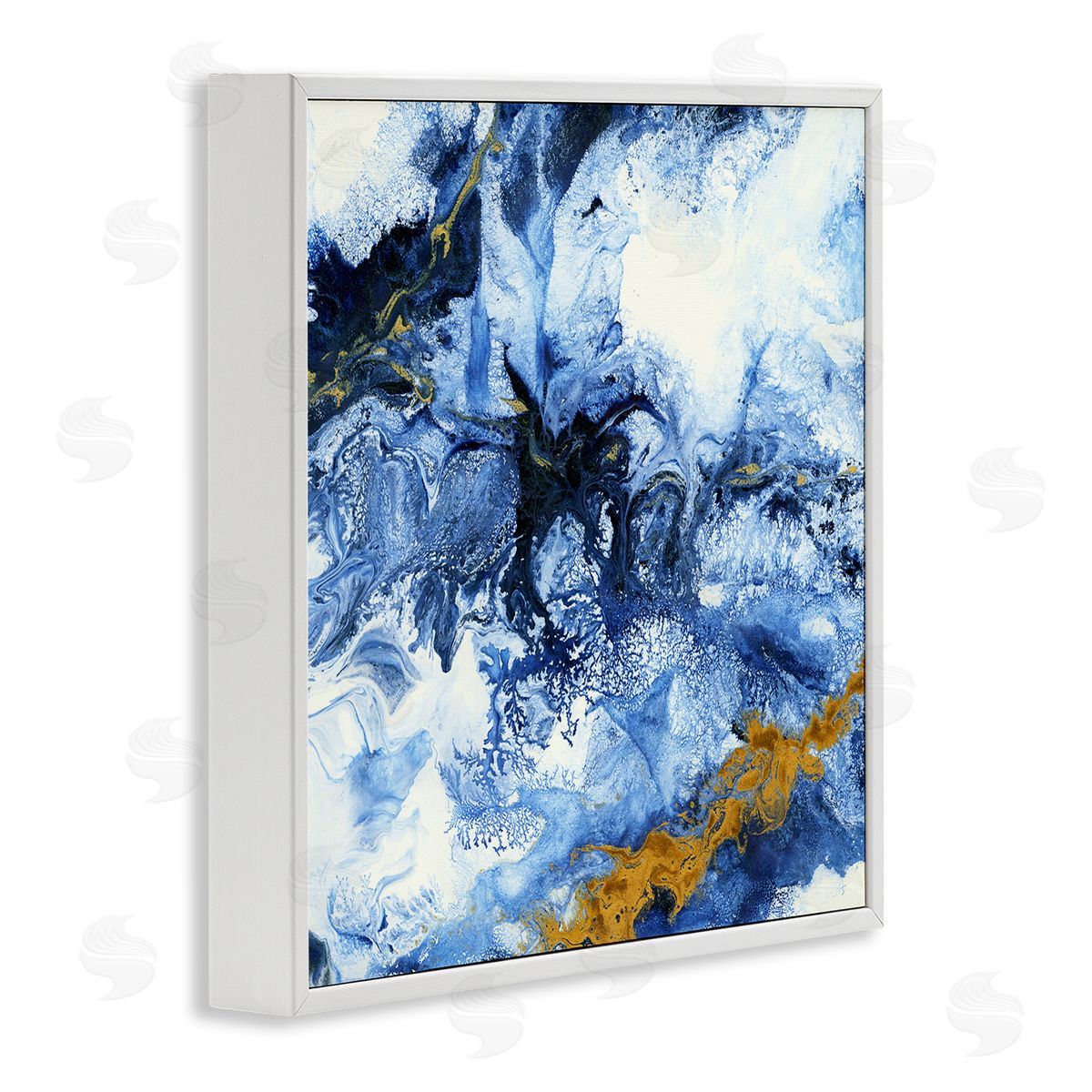 Liz Jardine Water Movement Abstraction Fluid Yellow Blue Design White Framed Glicee Wall Art Print