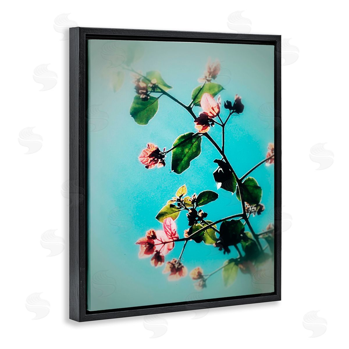 Bellassai Art Pink Florals Blossoming Black Floating Frame Canvas Wall Art Print