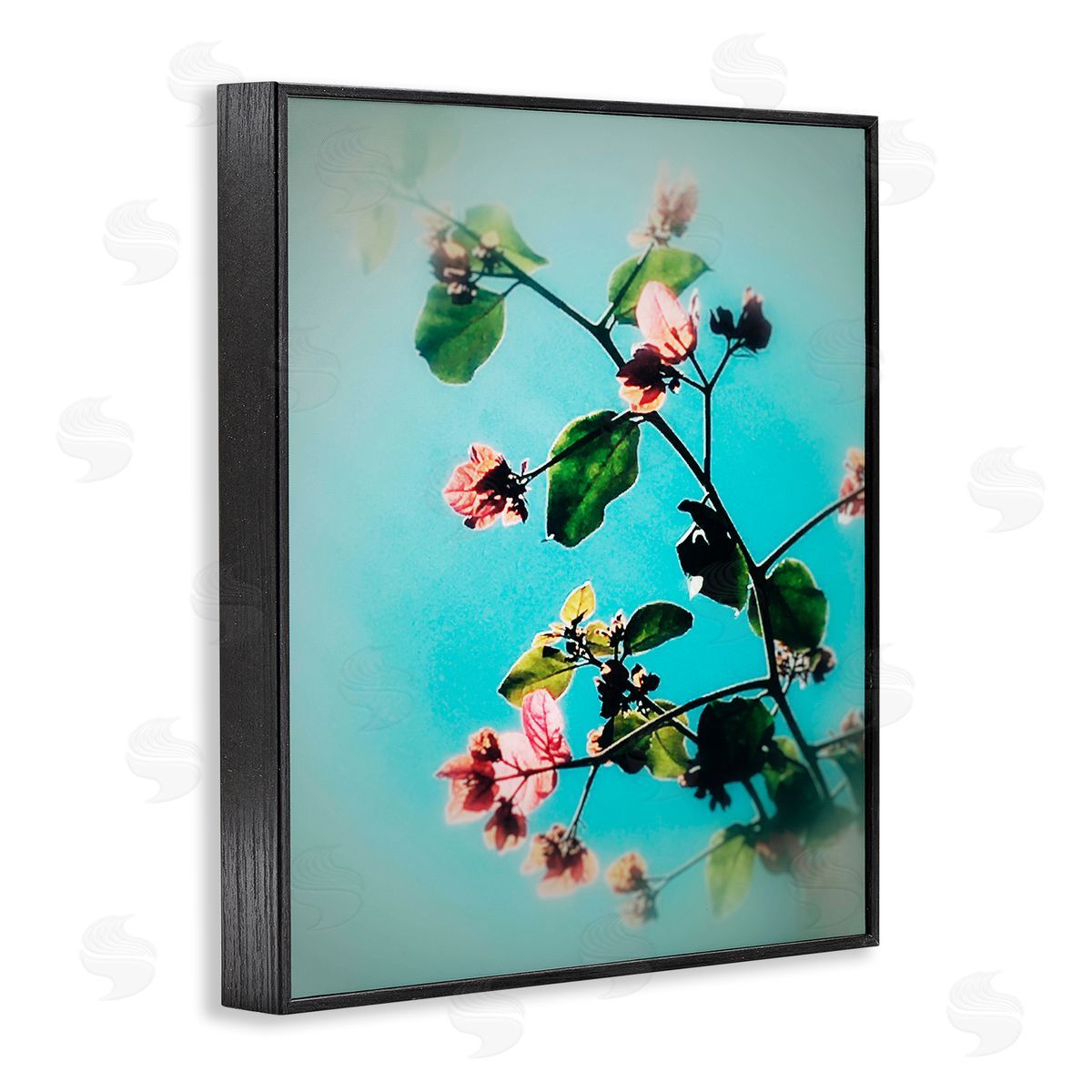 Bellassai Art Pink Florals Blossoming Black Frame Giclee Wall Art Print