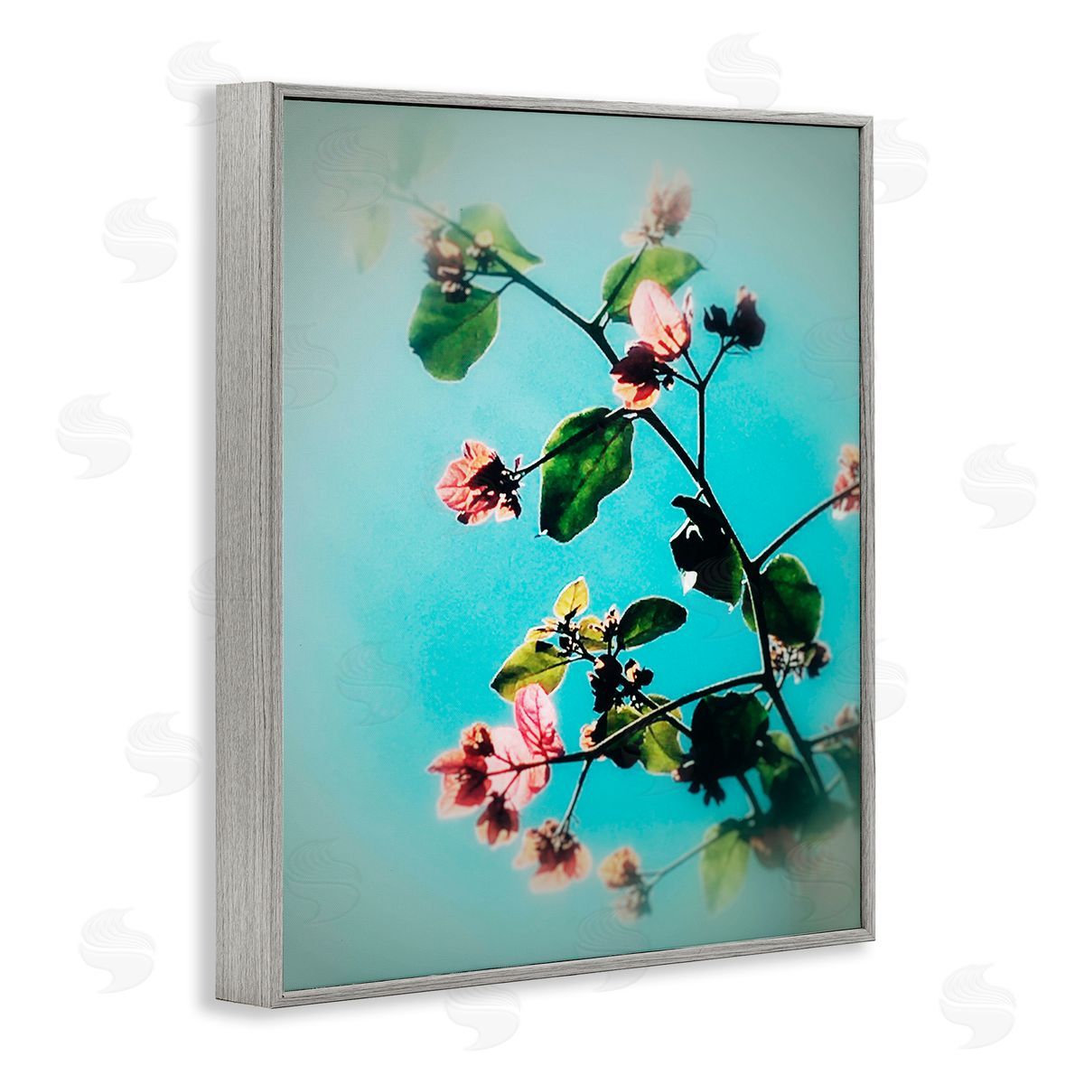 Bellassai Art Pink Florals Blossoming Gray Frame Giclee Wall Art Print