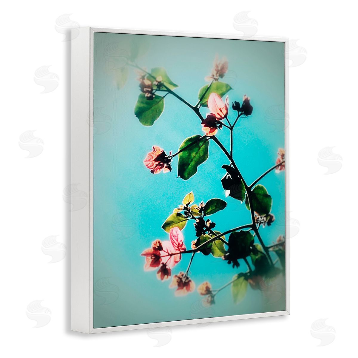 Bellassai Art Pink Florals Blossoming White Frame Giclee Wall Art Print