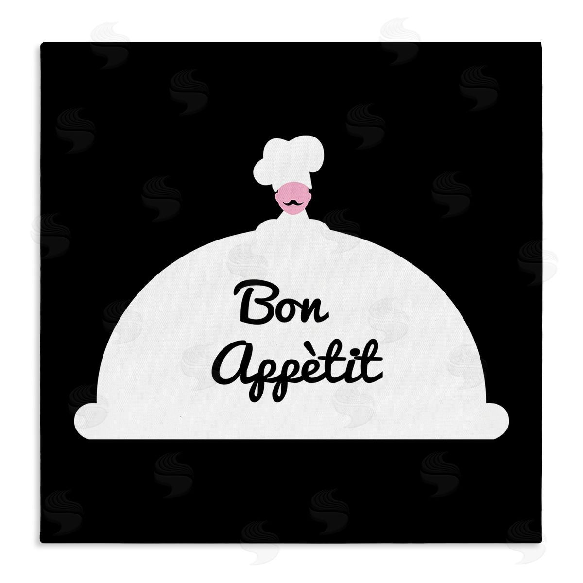 Bellassai Art Bon Appetit Phrase Mustache Chef Modern Design Stretched Canvas Wall Art Print