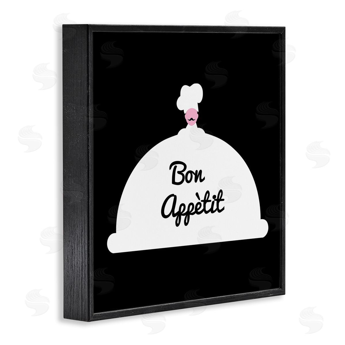 Bellassai Art Bon Appetit Phrase Mustache Chef Modern Design Black Framed Glicee Wall Art Print