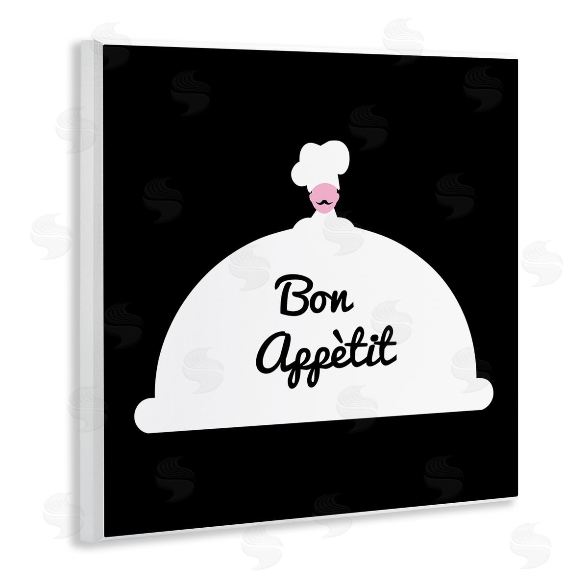 Bellassai Art Bon Appetit Phrase Mustache Chef Modern Design Wooden Wall Plaque Art Print
