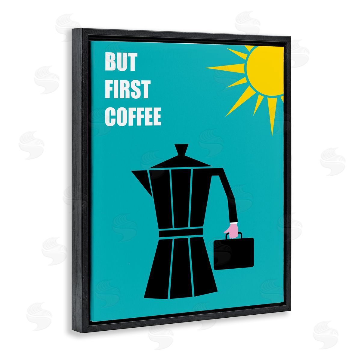 Bellassai Art But First Coffee Espresso Black Floating Frame Canvas Wall Art Print
