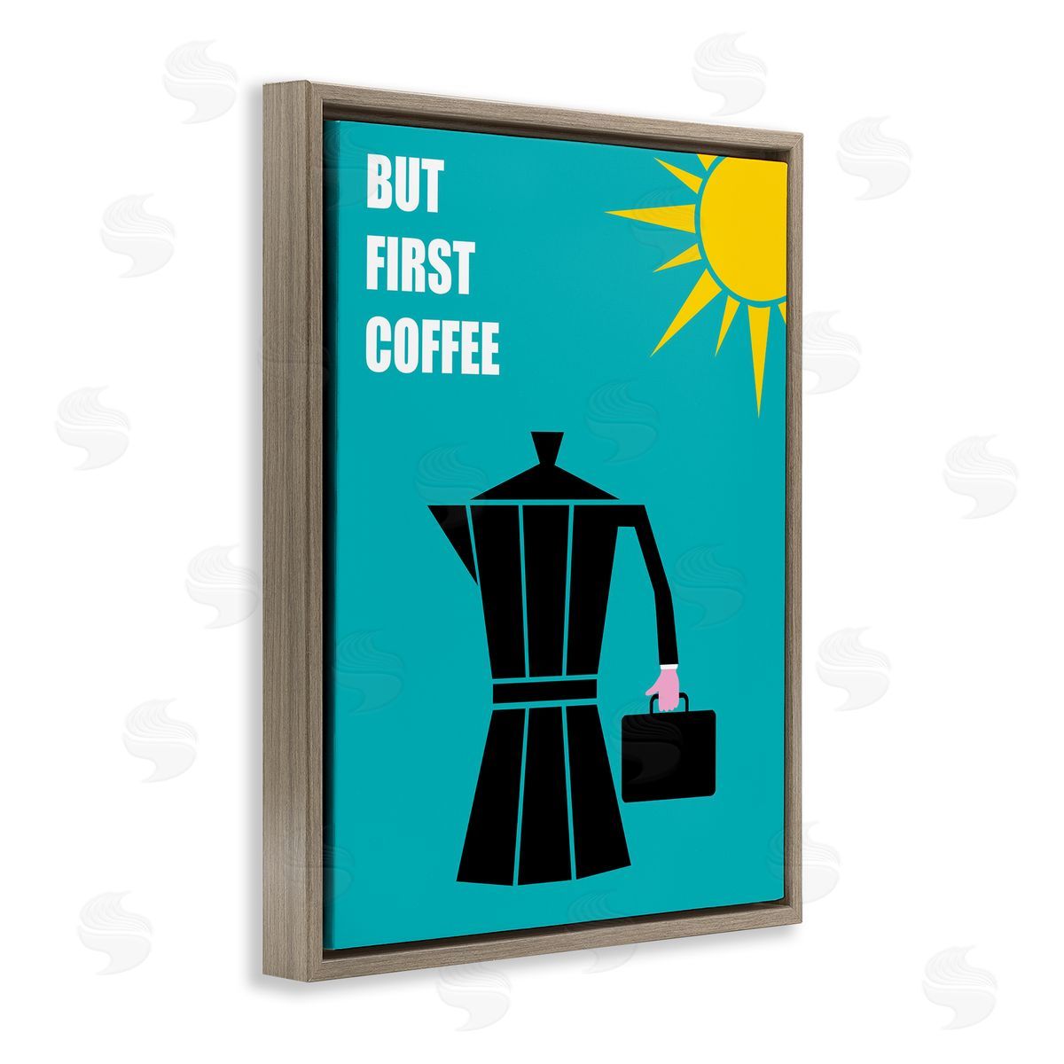 Bellassai Art But First Coffee Espresso Brown Floating Frame Canvas Wall Art Print