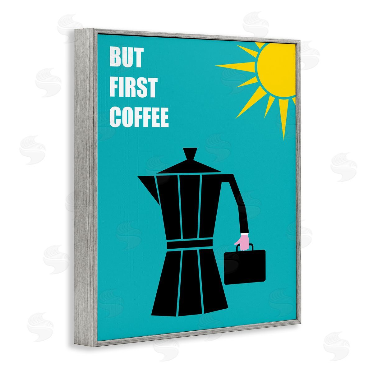 Bellassai Art But First Coffee Espresso Gray Frame Giclee Wall Art Print