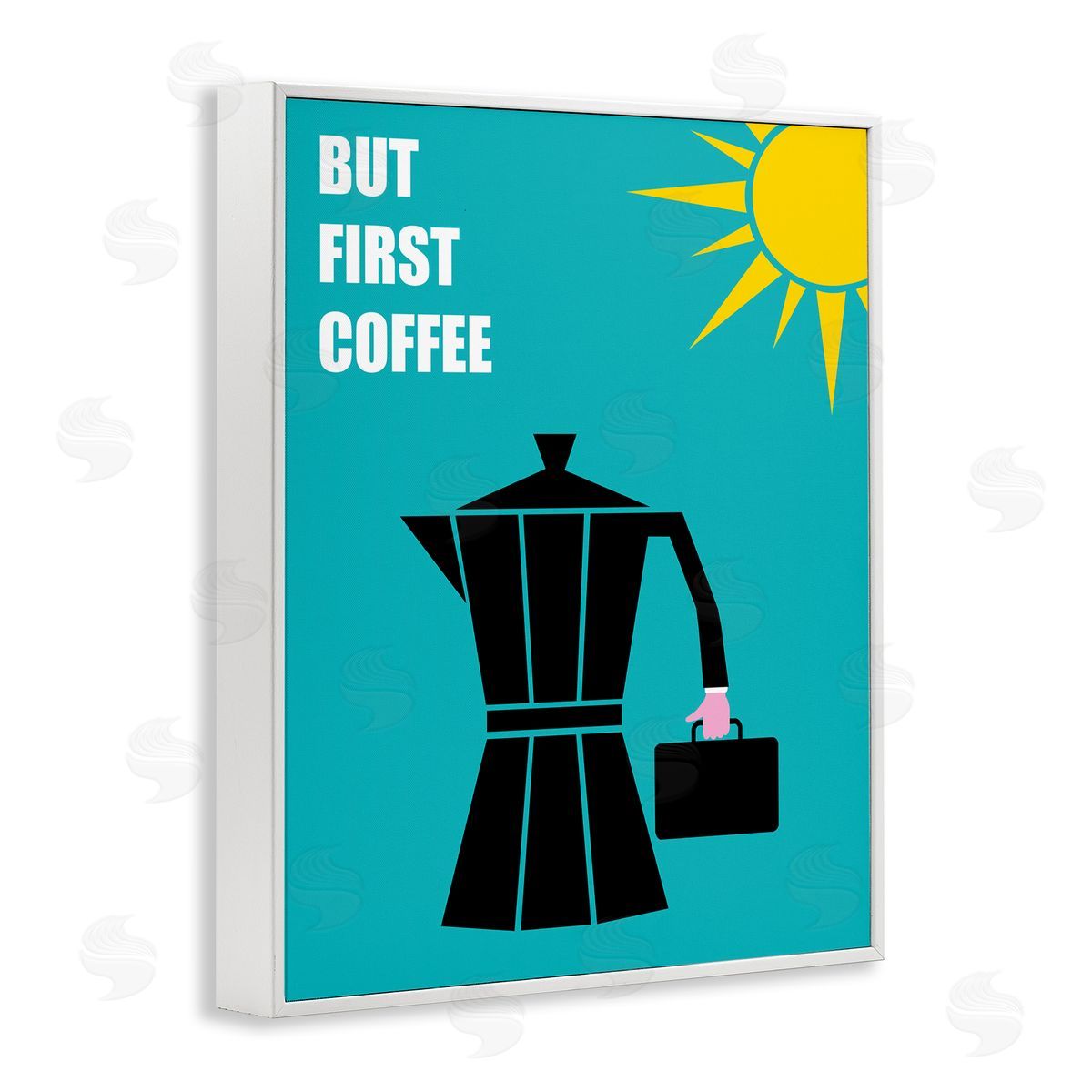 Bellassai Art But First Coffee Espresso White Frame Giclee Wall Art Print