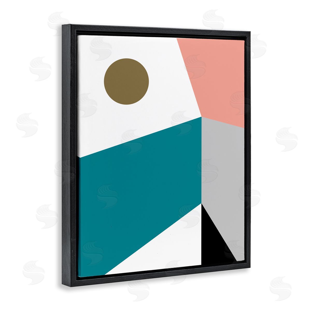 Bellassai Art Abstract Geometric Landscape Black Floating Frame Canvas Wall Art Print