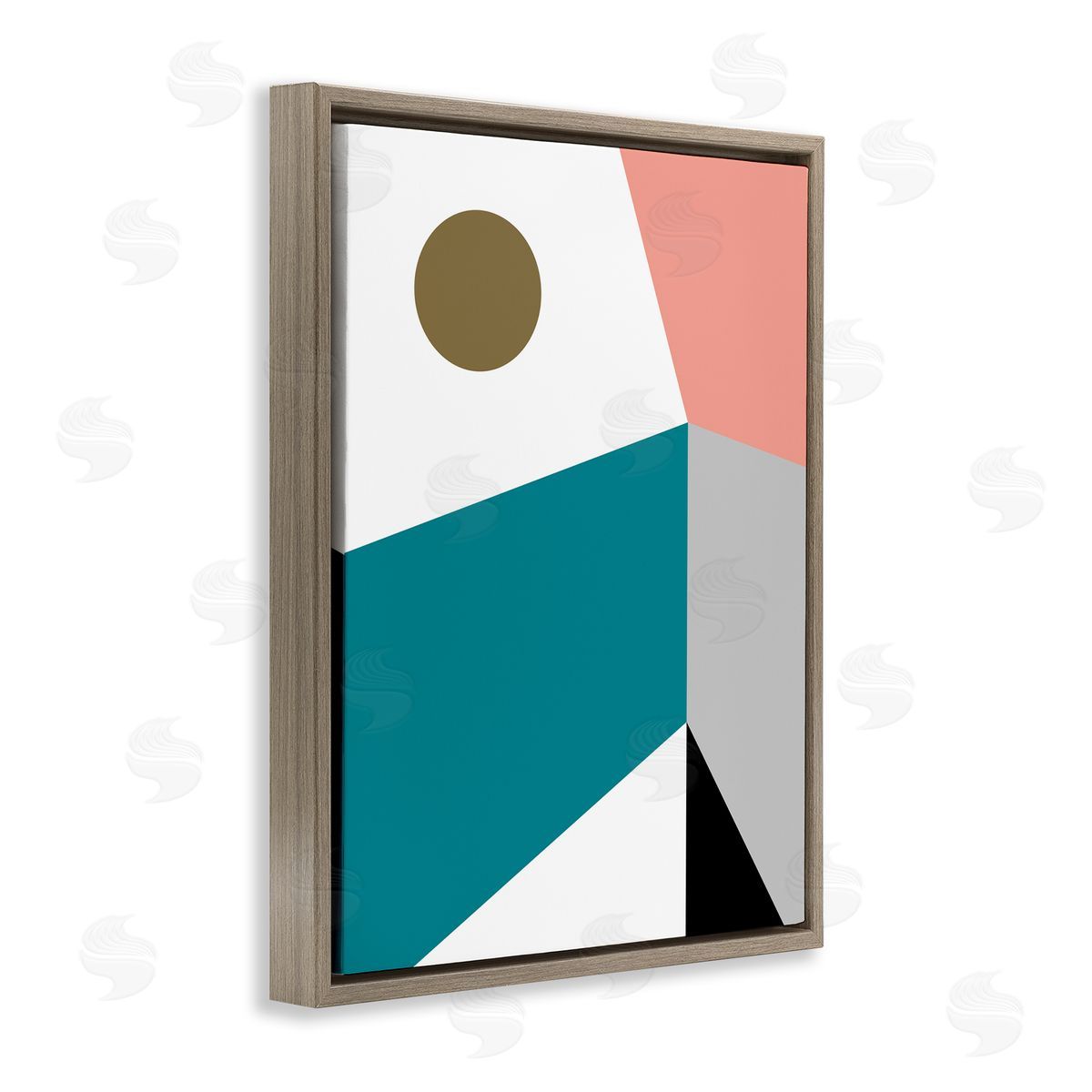 Bellassai Art Abstract Geometric Landscape Brown Floating Frame Canvas Wall Art Print