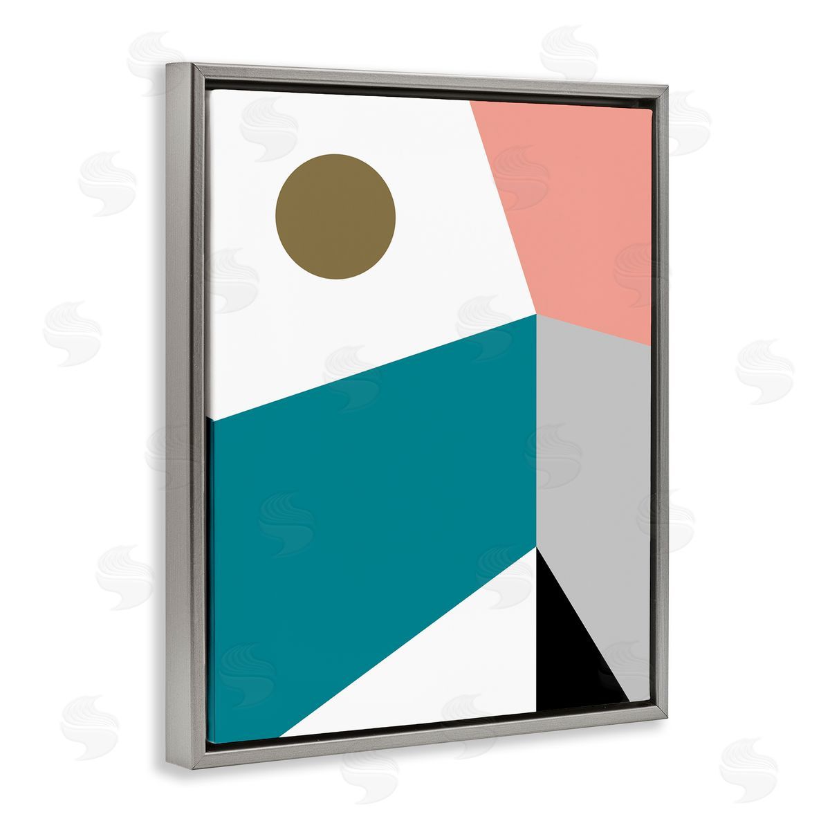 Bellassai Art Abstract Geometric Landscape Gray Floating Frame Canvas Wall Art Print