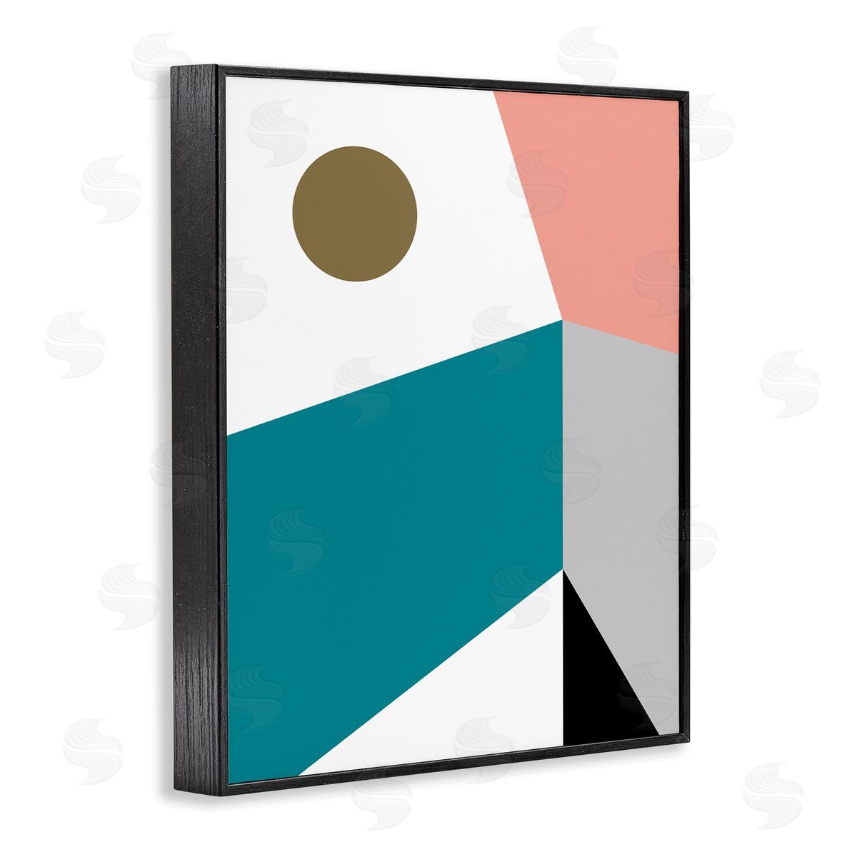 Bellassai Art Abstract Geometric Landscape Black Frame Giclee Wall Art Print