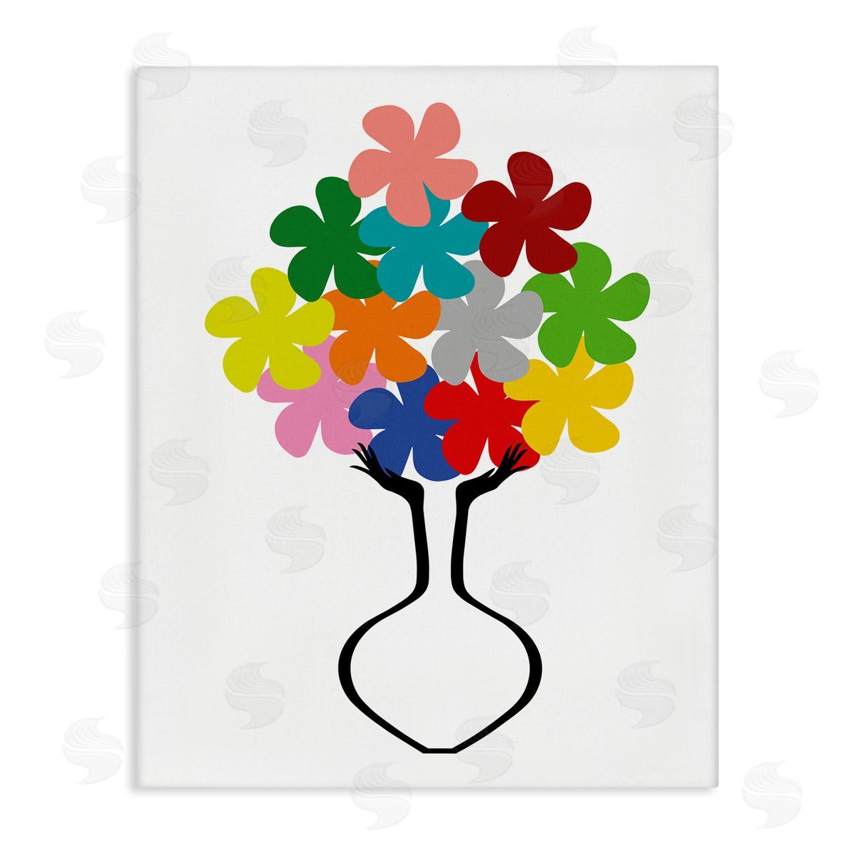 Bellassai Art Hands Holding Retro Florals Canvas Wall Art Print