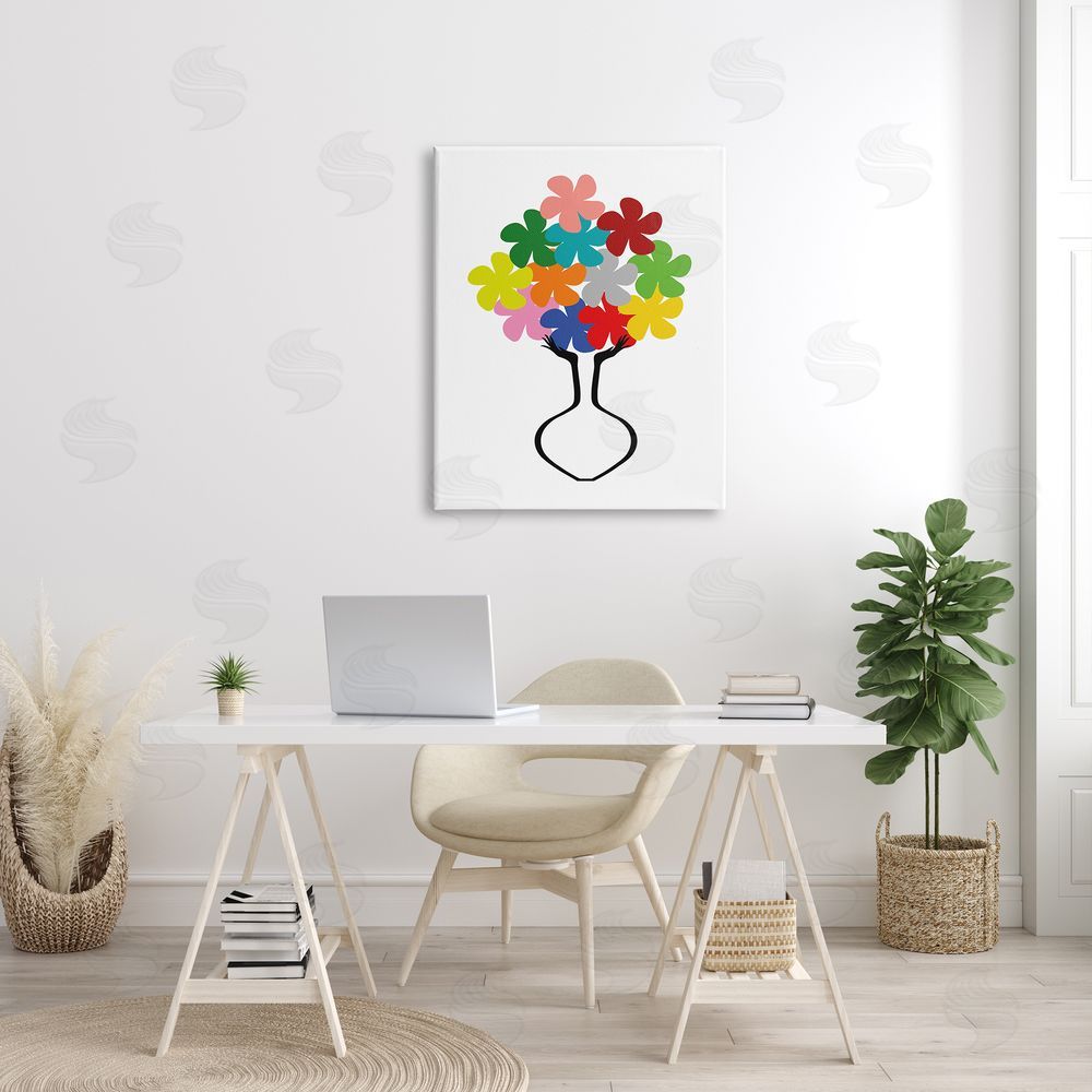 Bellassai Art Hands Holding Retro Florals Canvas on Wall