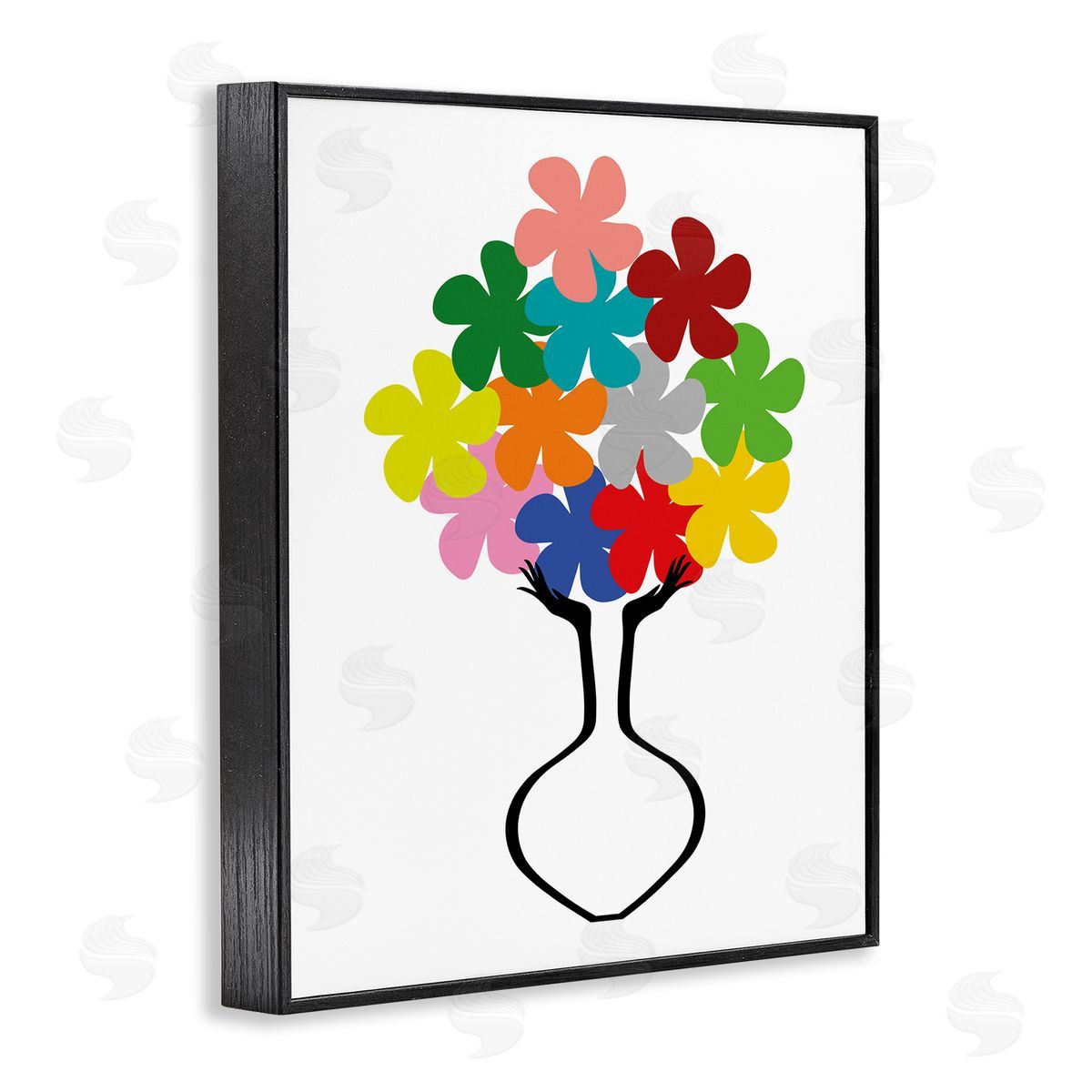 Bellassai Art Hands Holding Retro Florals Black Frame Giclee Wall Art Print