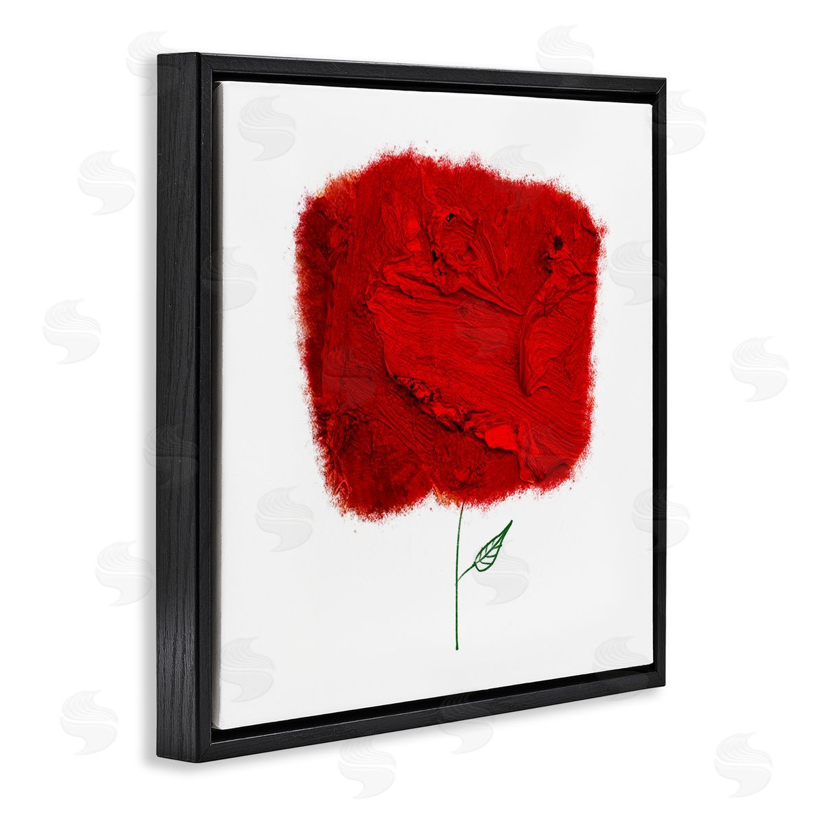 Bellassai Art Nerudo Rose Abstract Interpretation Modern Red Floral Black Floating Frame Canvas Wall Art Print