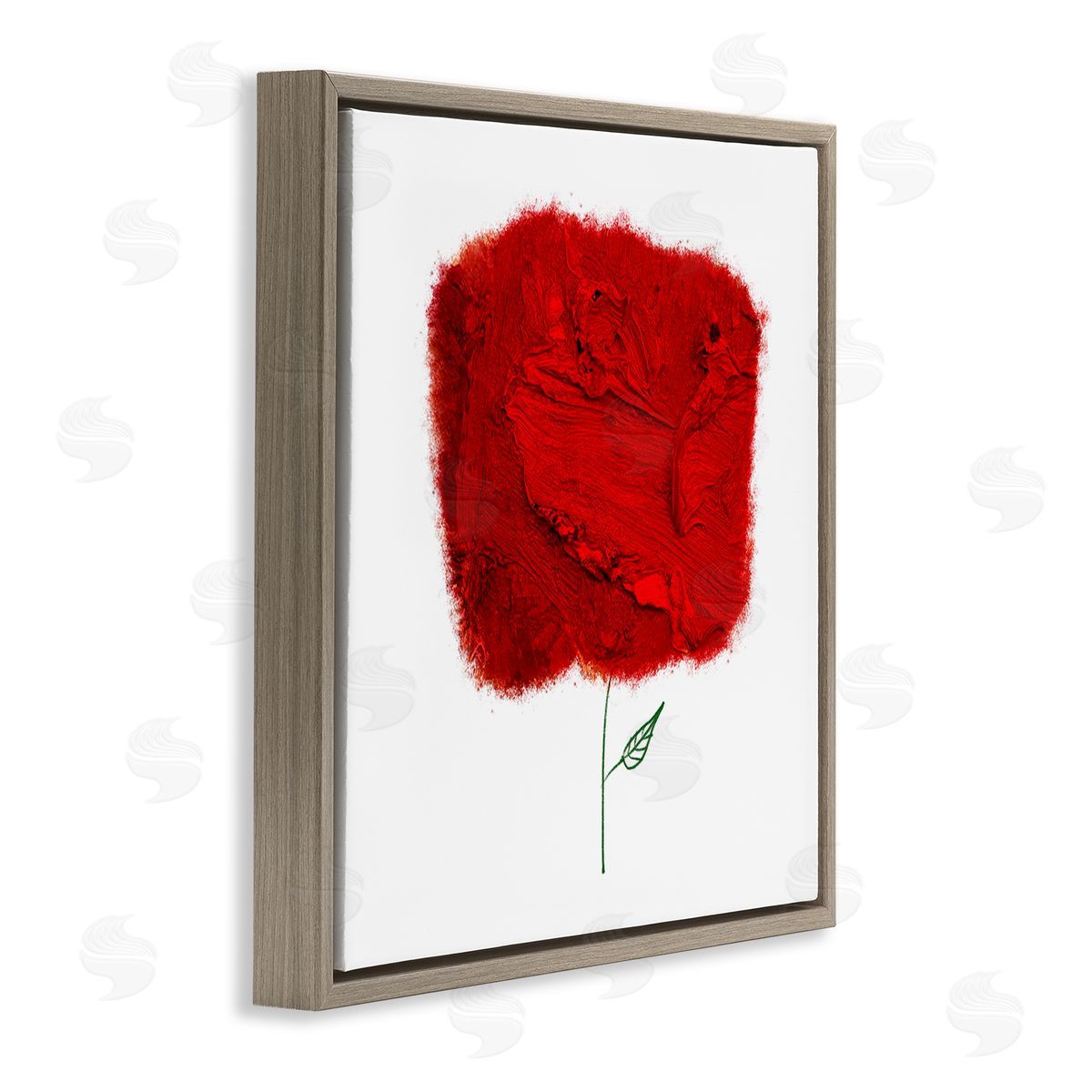 Bellassai Art Nerudo Rose Abstract Interpretation Modern Red Floral Brown Floating Frame Canvas Wall Art Print