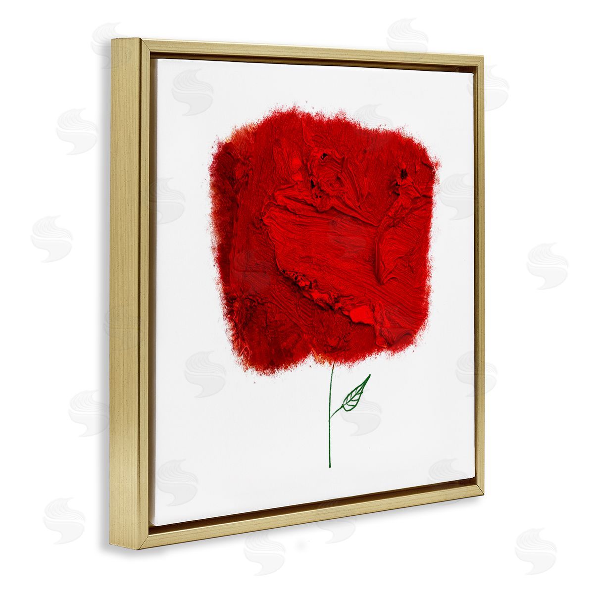 Bellassai Art Nerudo Rose Abstract Interpretation Modern Red Floral Gold Floating Frame Canvas Wall Art Print