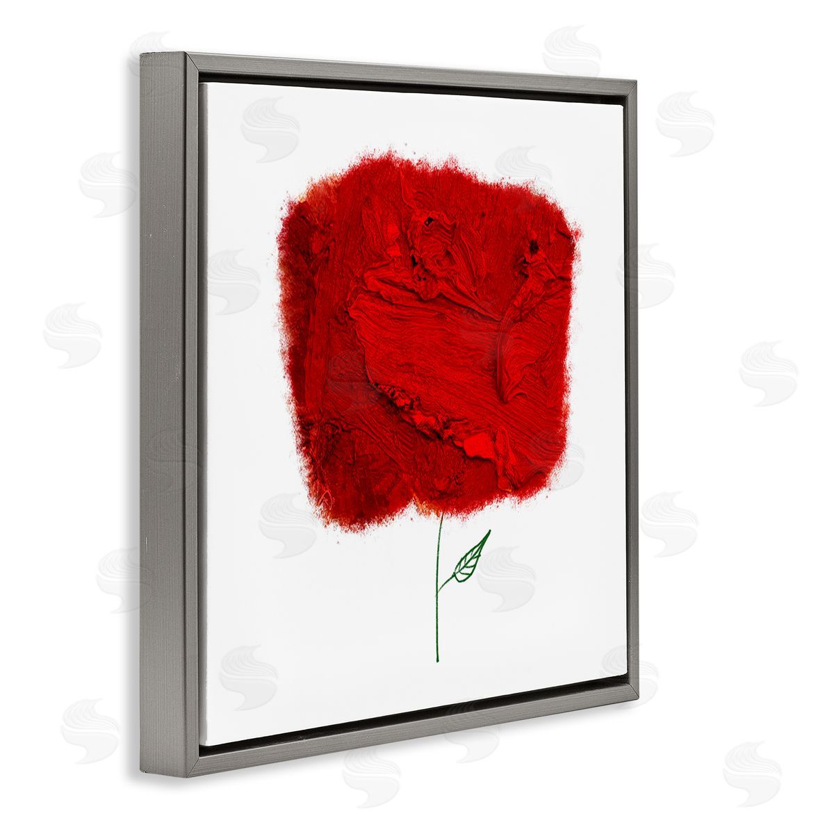 Bellassai Art Nerudo Rose Abstract Interpretation Modern Red Floral Gray Floating Frame Canvas Wall Art Print