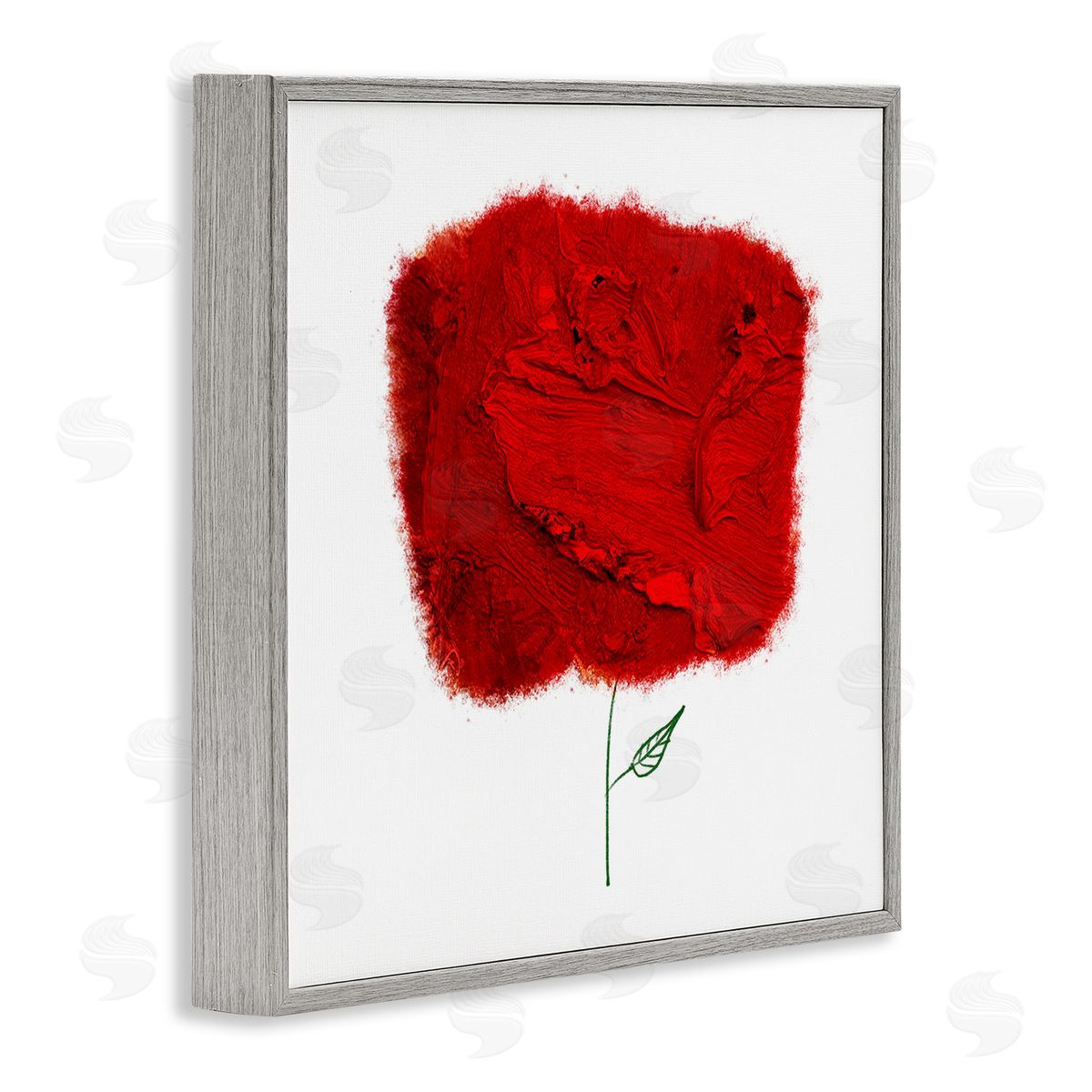 Bellassai Art Nerudo Rose Abstract Interpretation Modern Red Floral Gray Framed Glicee Wall Art Print
