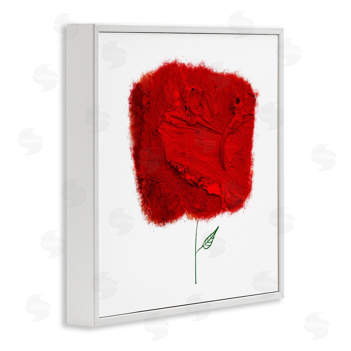 Bellassai Art Nerudo Rose Abstract Interpretation Modern Red Floral White Framed Glicee Wall Art Print