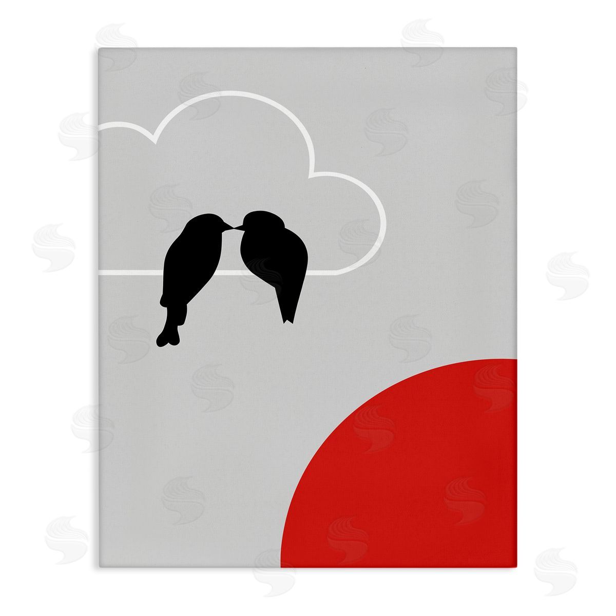 Bellassai Art Pair of Birds Kissing Canvas Wall Art Print