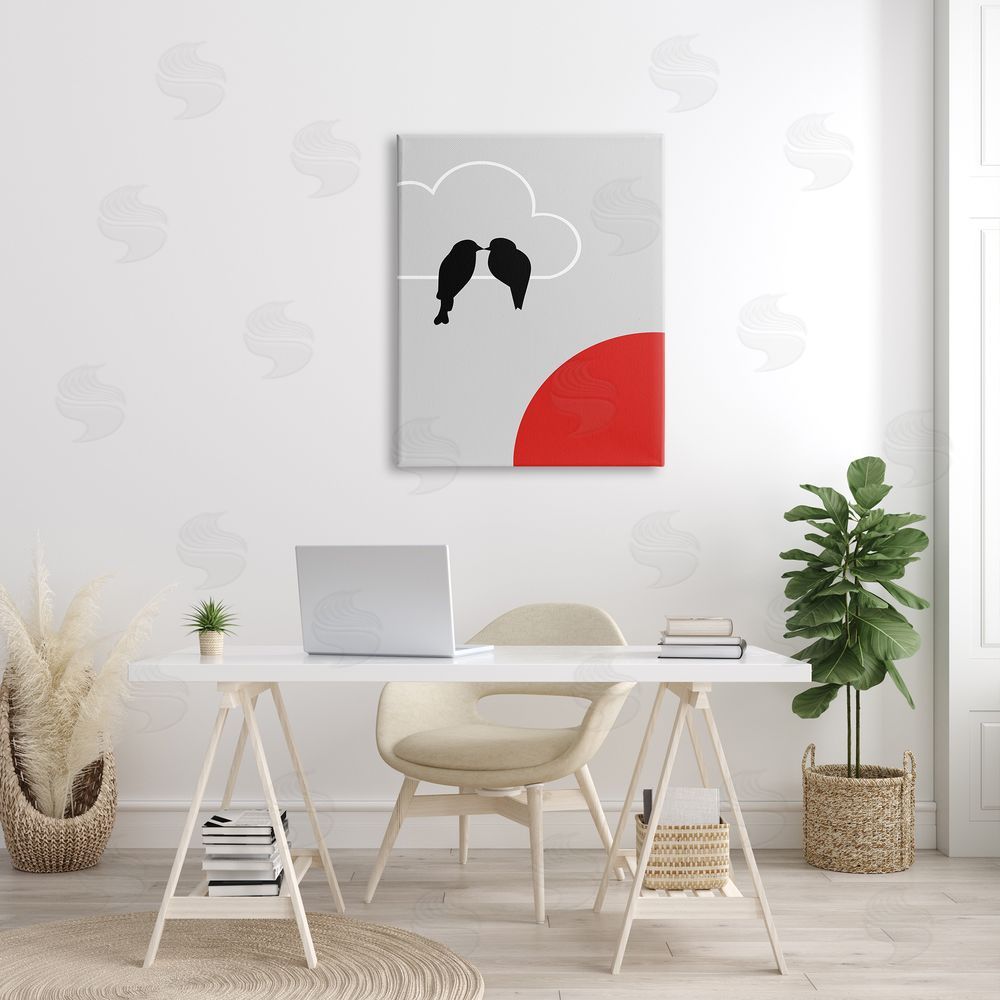 Bellassai Art Pair of Birds Kissing Canvas on Wall