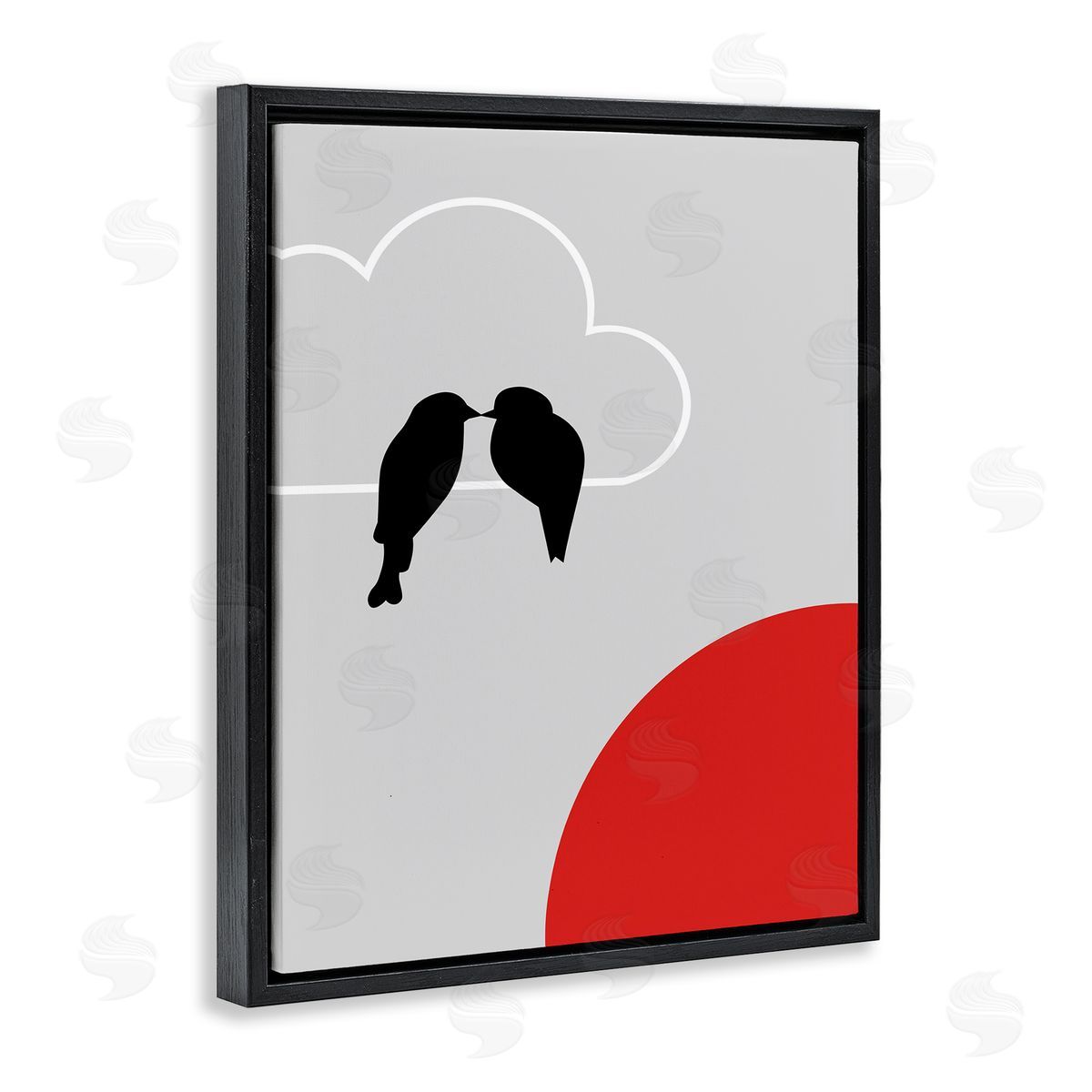 Bellassai Art Pair of Birds Kissing Black Floating Frame Canvas Wall Art Print