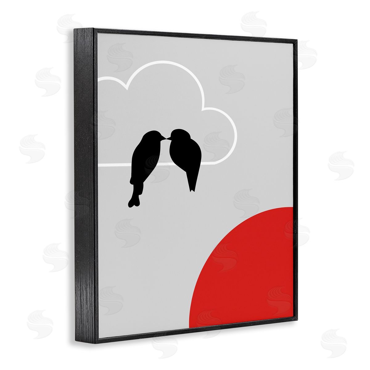 Bellassai Art Pair of Birds Kissing Black Frame Giclee Wall Art Print