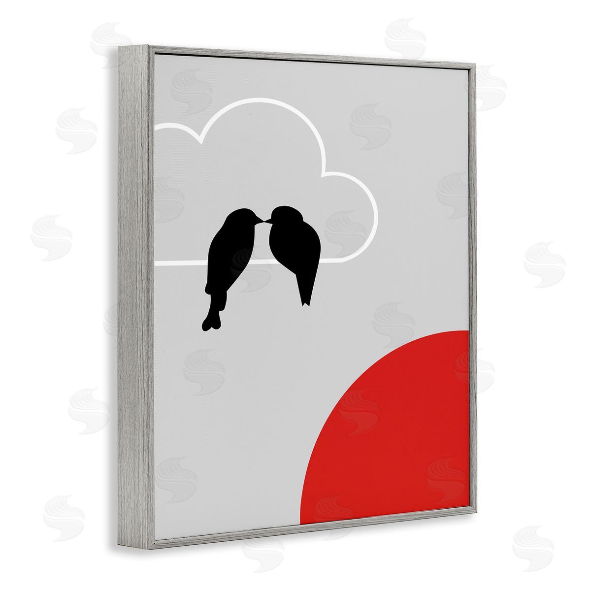 Bellassai Art Pair of Birds Kissing Gray Frame Giclee Wall Art Print