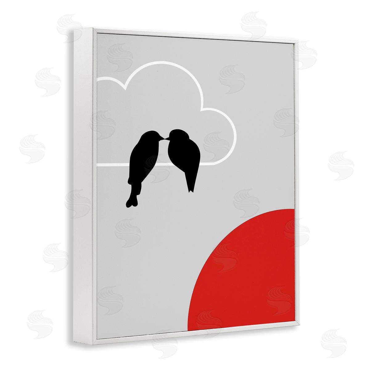 Bellassai Art Pair of Birds Kissing White Frame Giclee Wall Art Print