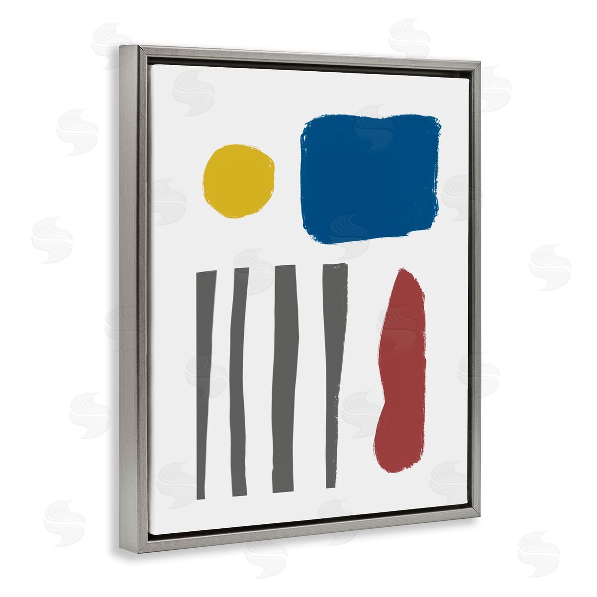 Bellassai Art Rough Edge Shapes Gray Floating Frame Canvas Wall Art Print