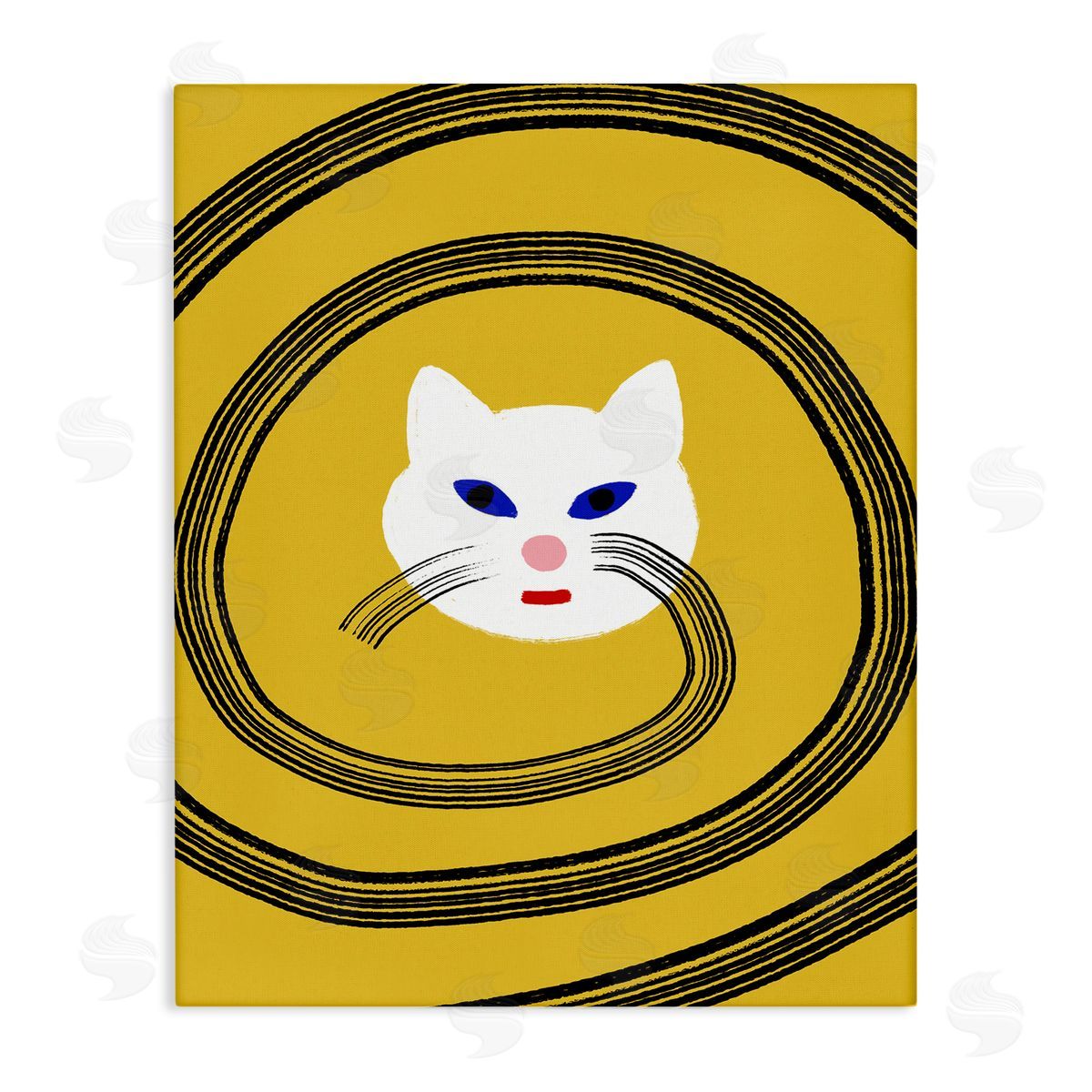 Bellassai Art Cat Whiskers Meow over Yellow Canvas Wall Art Print