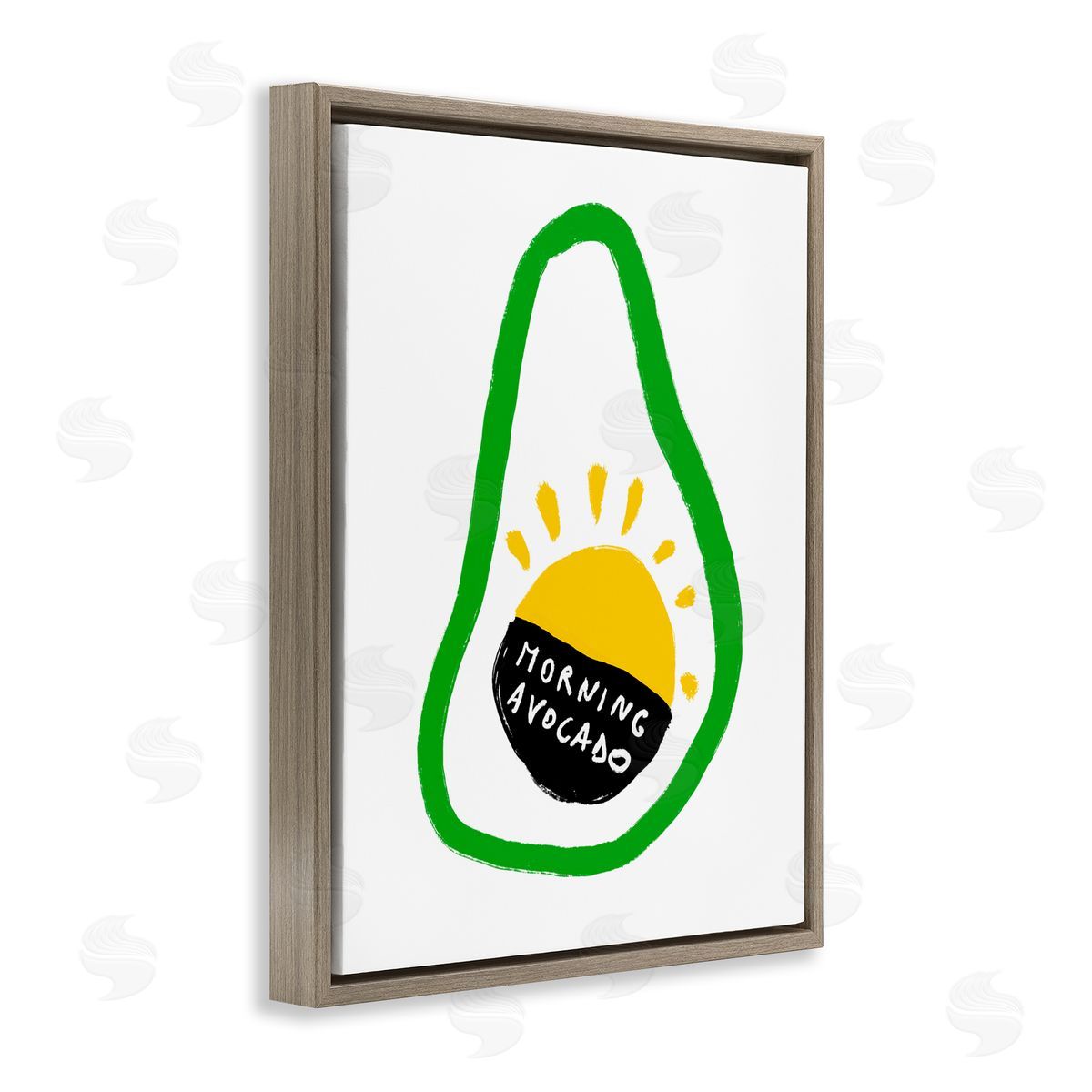 Bellassai Art Morning Avocado with Sunrise Brown Floating Frame Canvas Wall Art Print