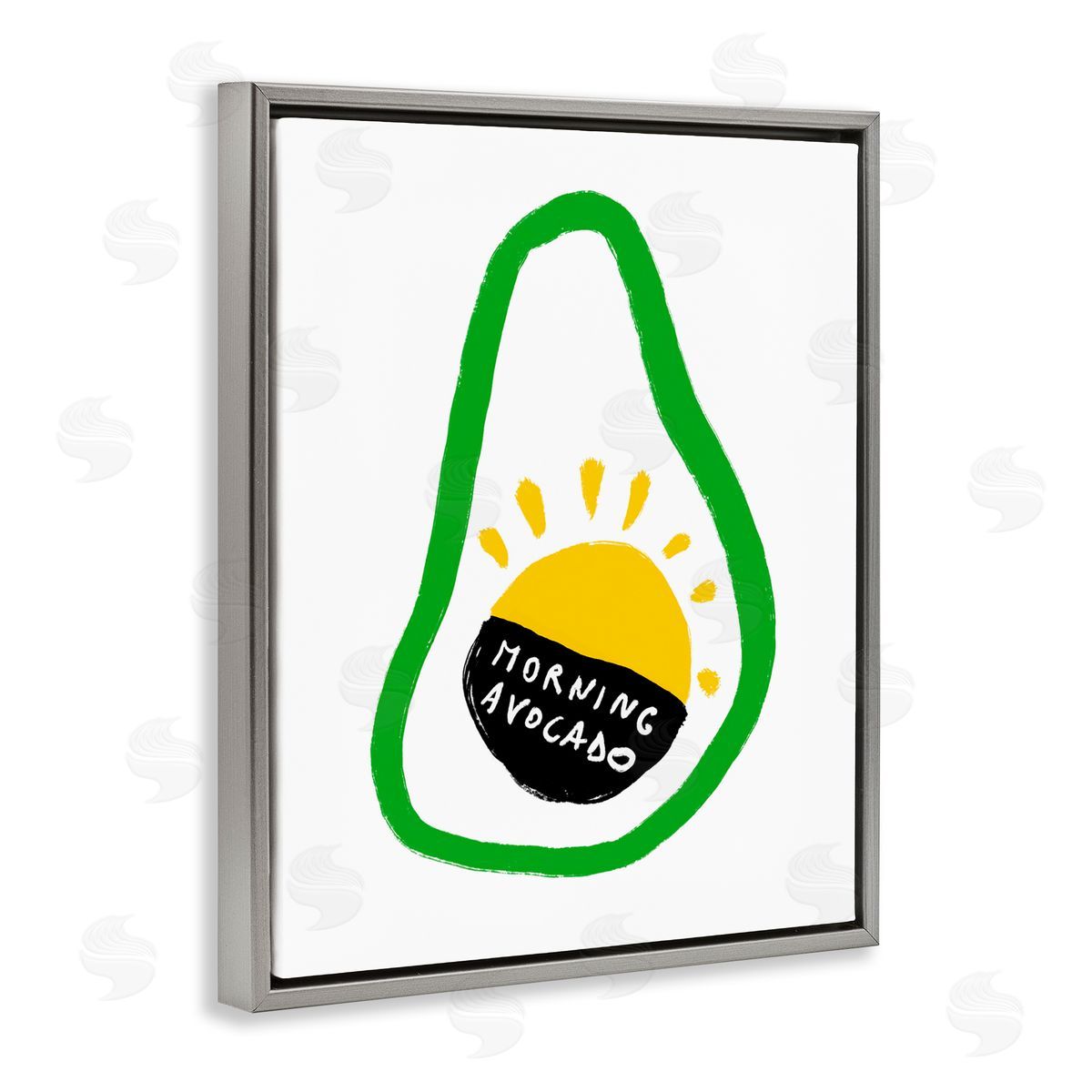 Bellassai Art Morning Avocado with Sunrise Gray Floating Frame Canvas Wall Art Print