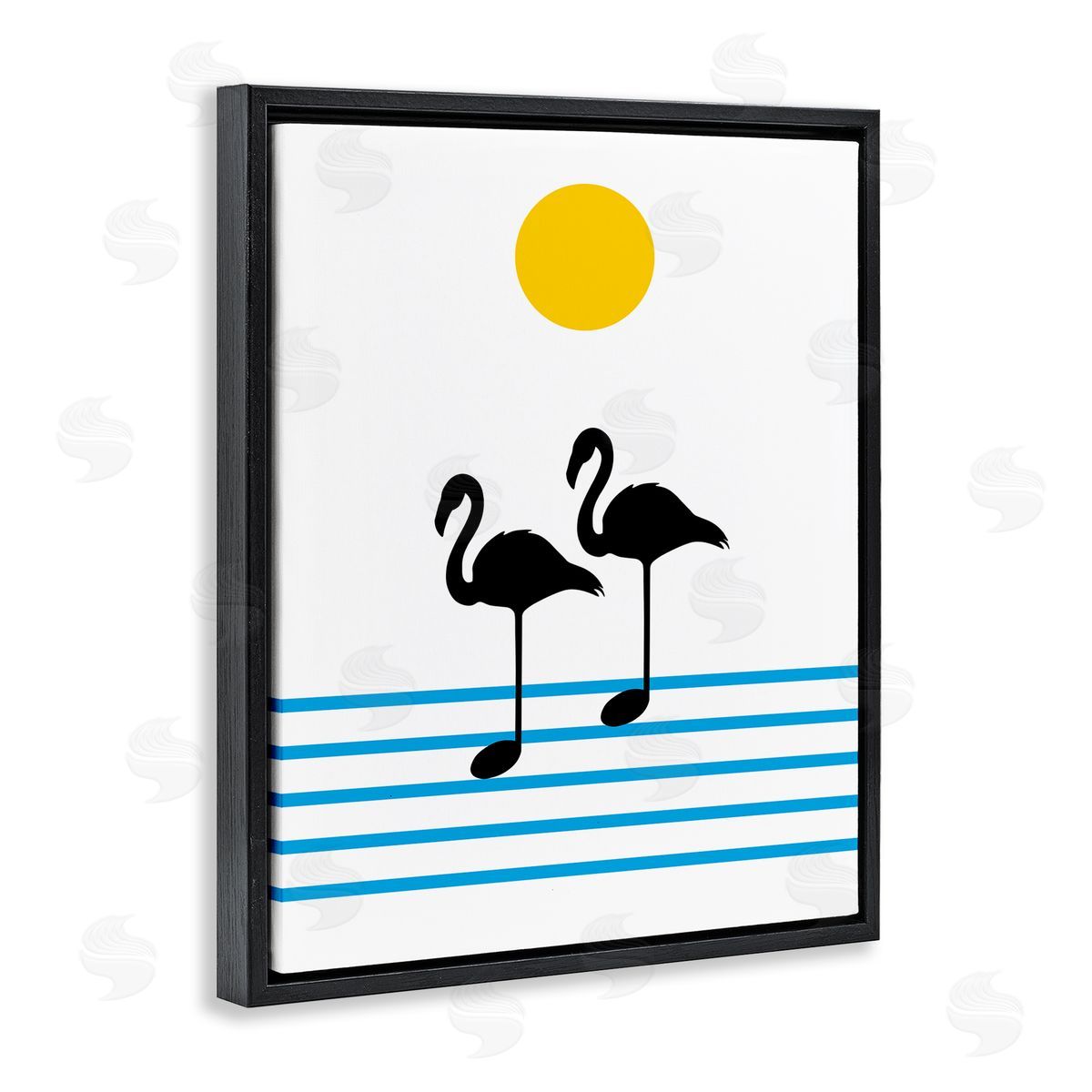 Bellassai Art Flamingo Silhouette Music Chart Black Floating Frame Canvas Wall Art Print