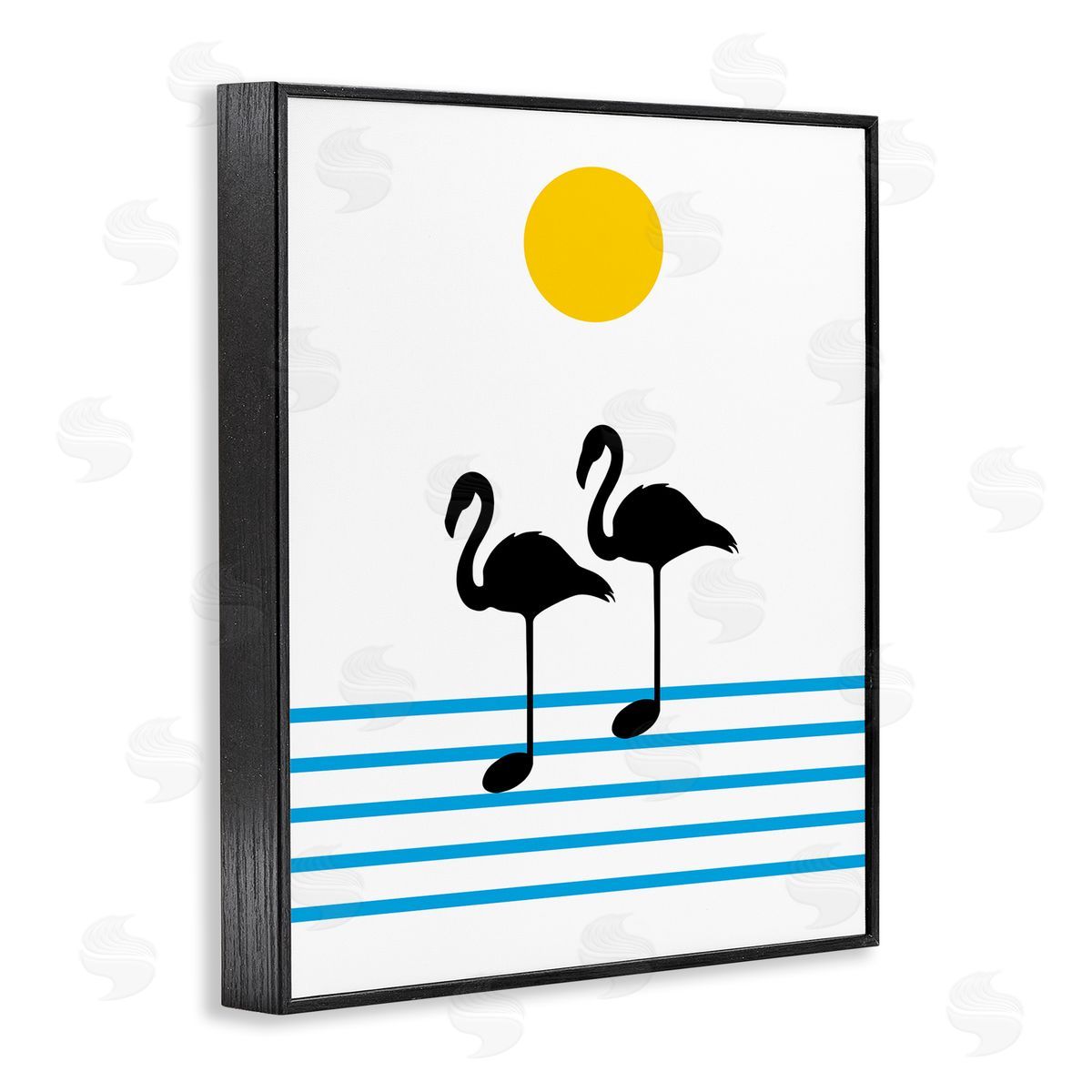 Bellassai Art Flamingo Silhouette Music Chart Black Frame Giclee Wall Art Print