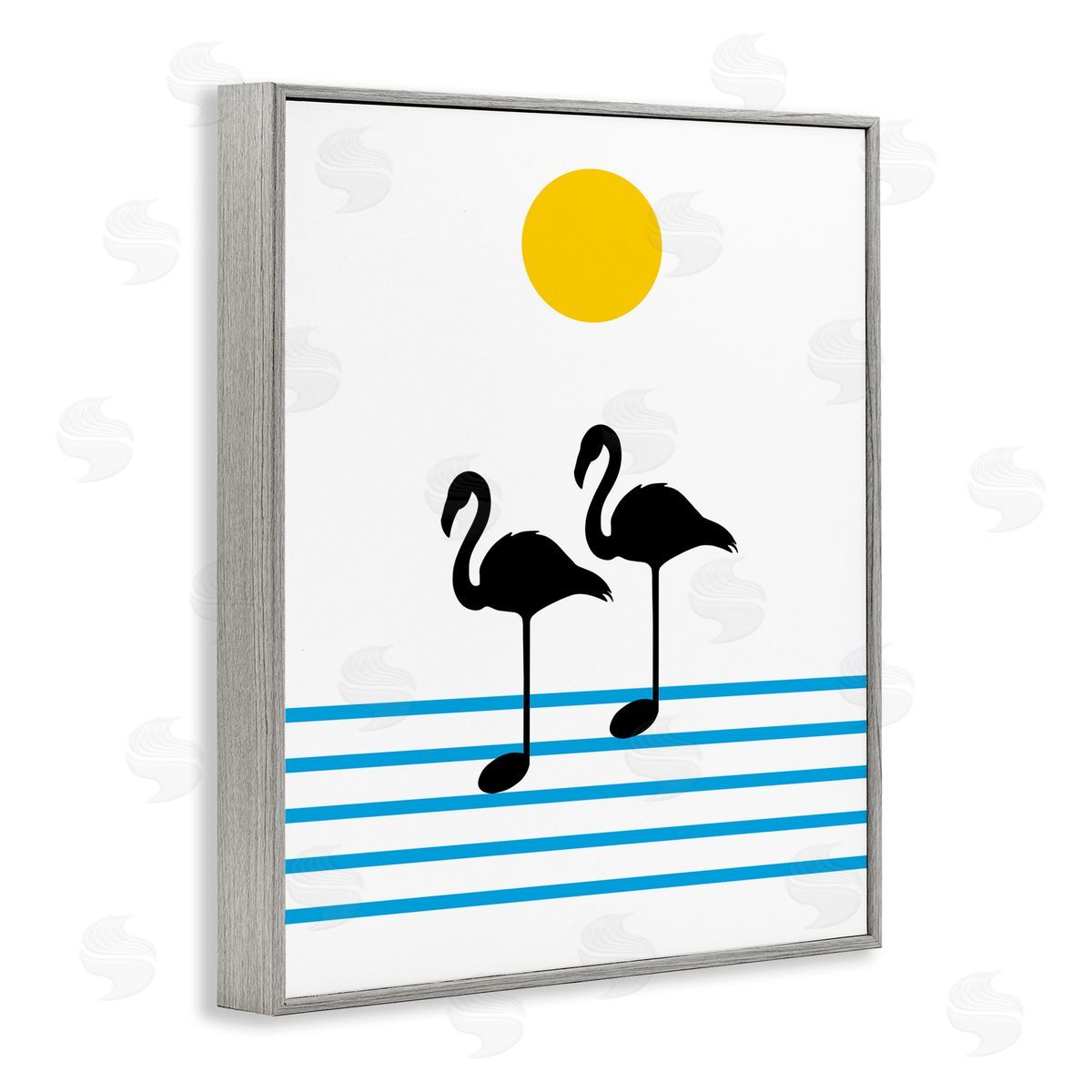 Bellassai Art Flamingo Silhouette Music Chart Gray Frame Giclee Wall Art Print