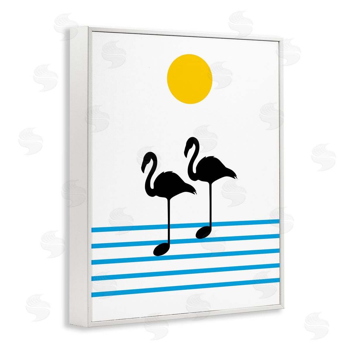 Bellassai Art Flamingo Silhouette Music Chart White Frame Giclee Wall Art Print