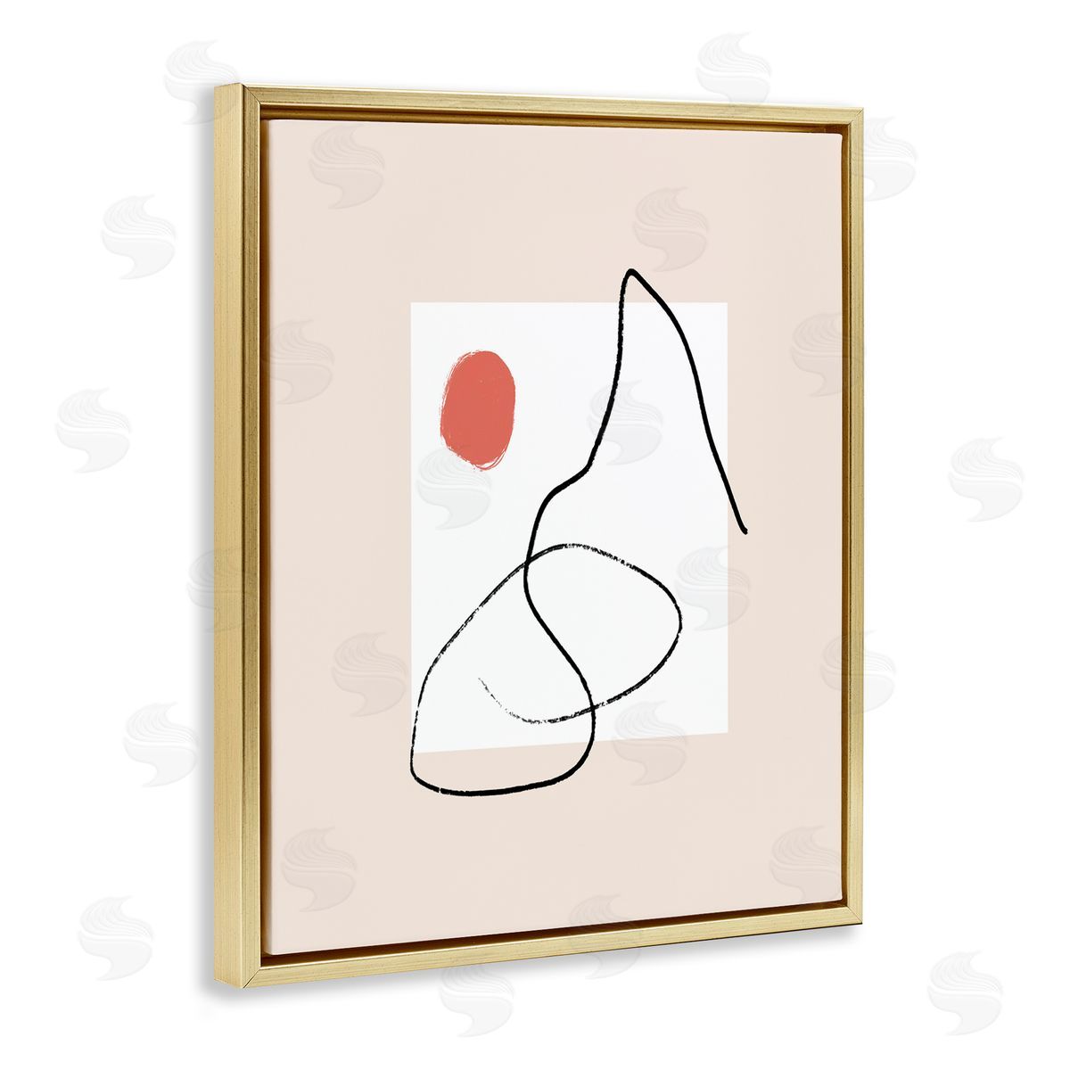 Bellassai Art Minimal Nordic Landscape Abstraction Modern Neutral Tones Gold Floating Frame Canvas Wall Art Print