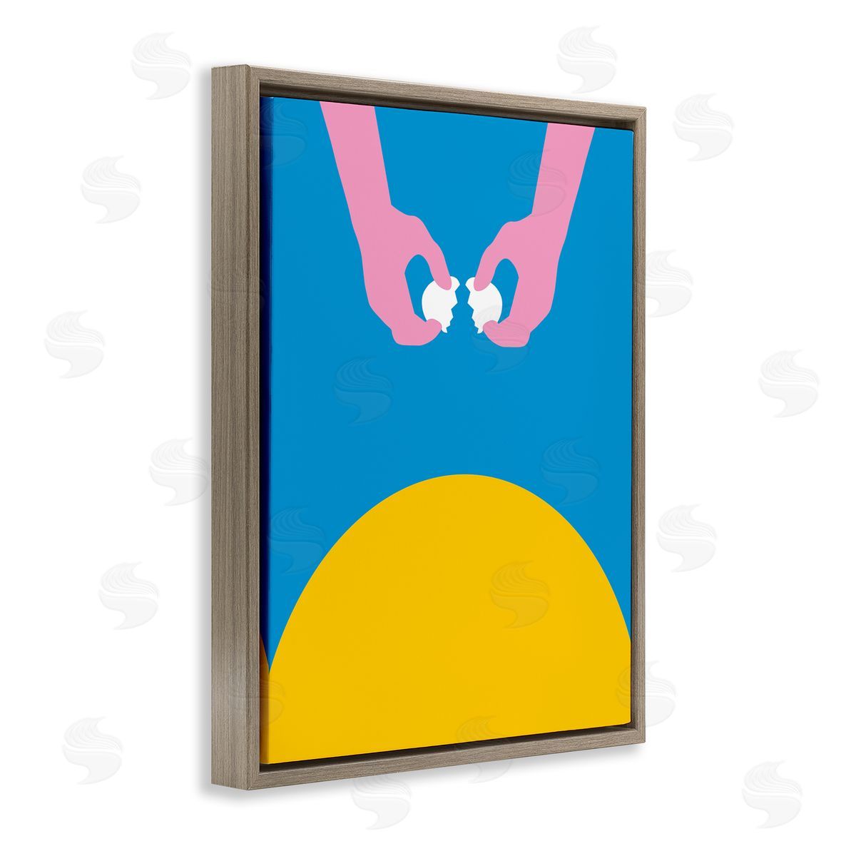 Bellassai Art Sun Rise Breakfast Eggs Brown Floating Frame Canvas Wall Art Print