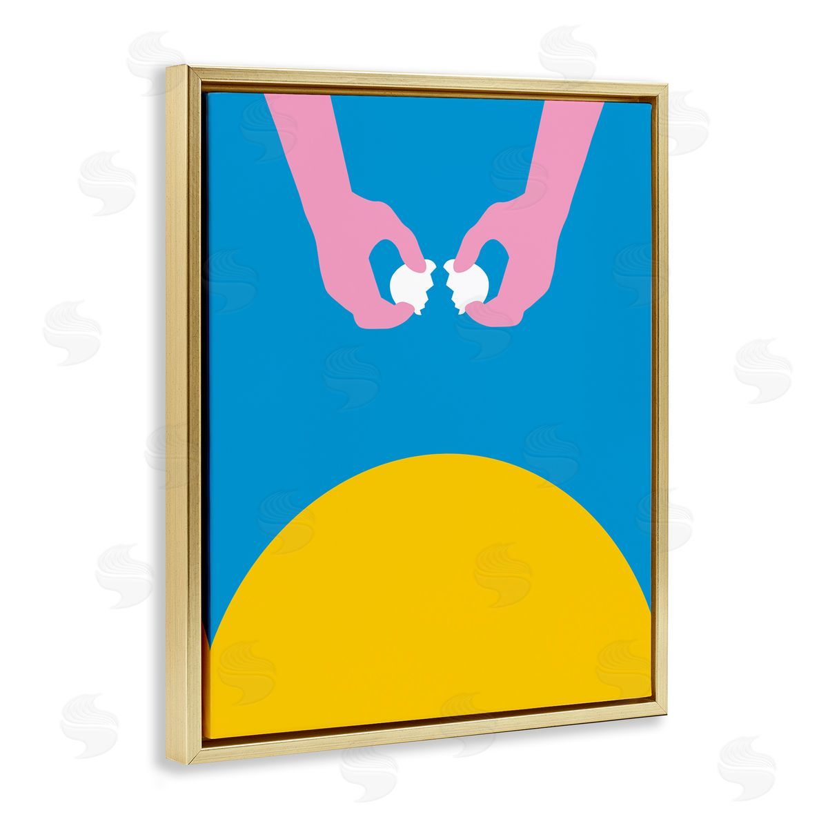 Bellassai Art Sun Rise Breakfast Eggs Gold Floating Frame Canvas Wall Art Print