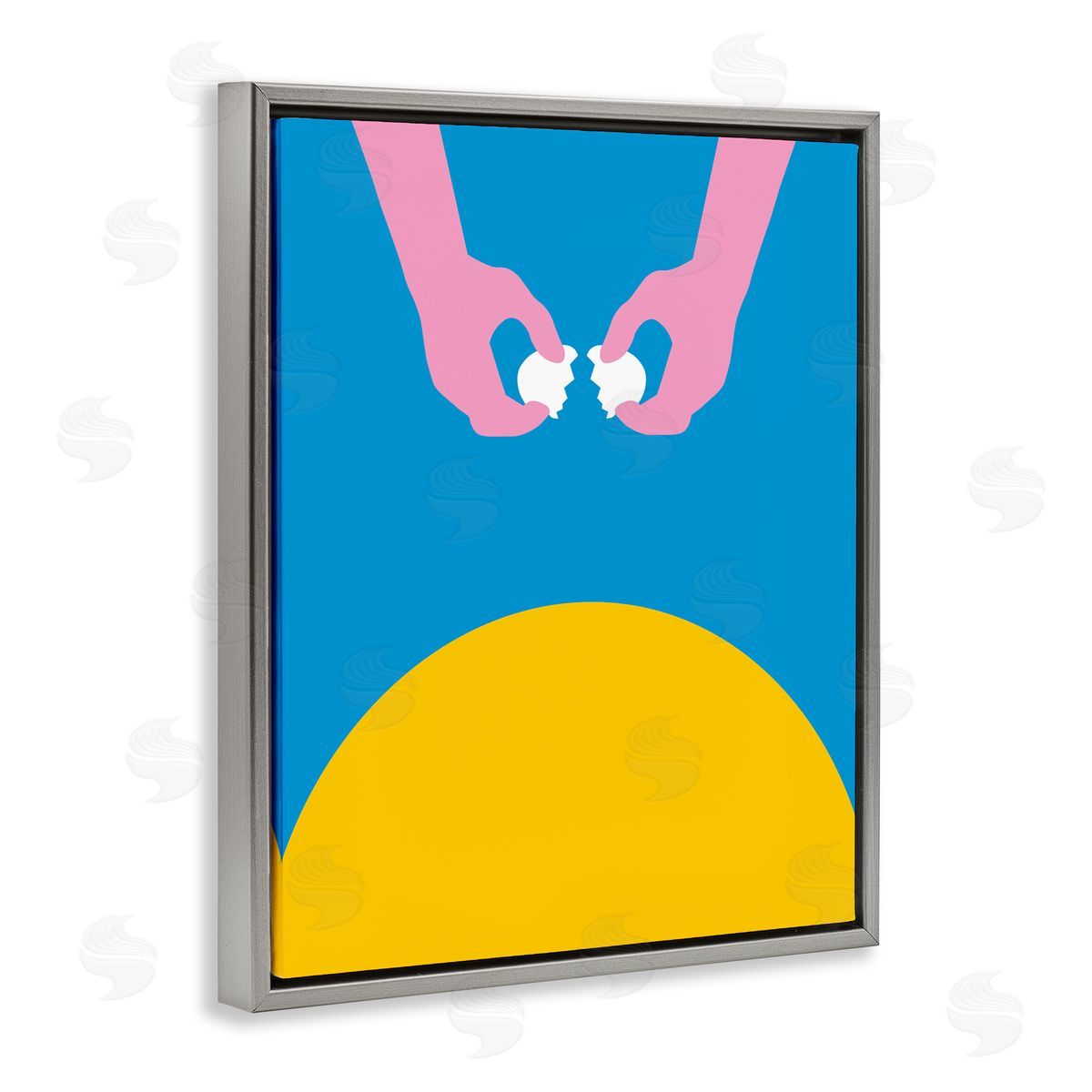 Bellassai Art Sun Rise Breakfast Eggs Gray Floating Frame Canvas Wall Art Print