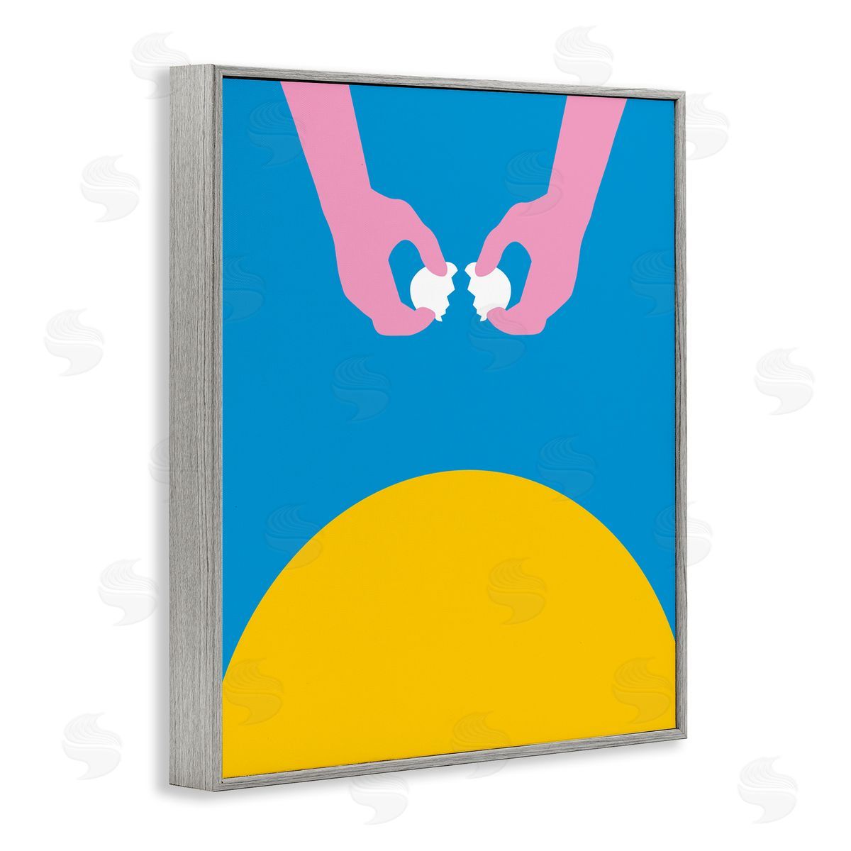 Bellassai Art Sun Rise Breakfast Eggs Gray Frame Giclee Wall Art Print