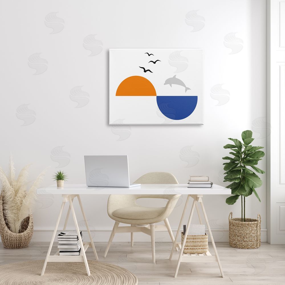 Bellassai Art Sunset Balance Dolphin Jump Canvas on Wall