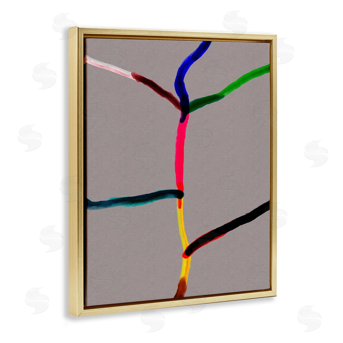 Bellassai Art Tree of Happiness Abstract Gold Floating Frame Canvas Wall Art Print