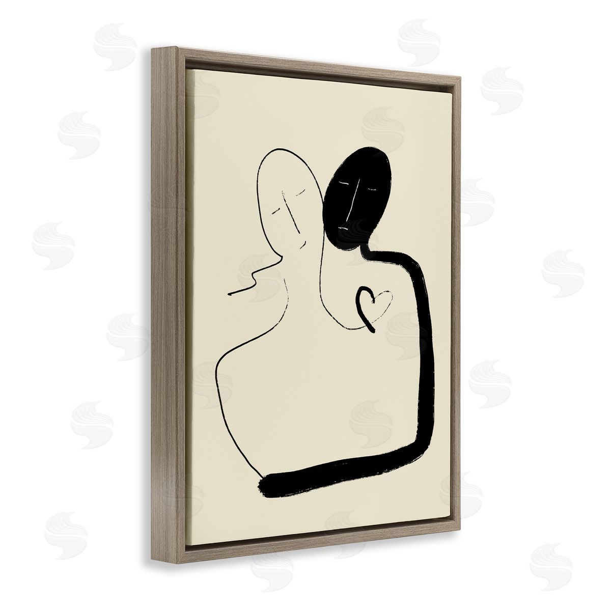 Bellassai Art Together Romantic Couple Brown Floating Frame Canvas Wall Art Print
